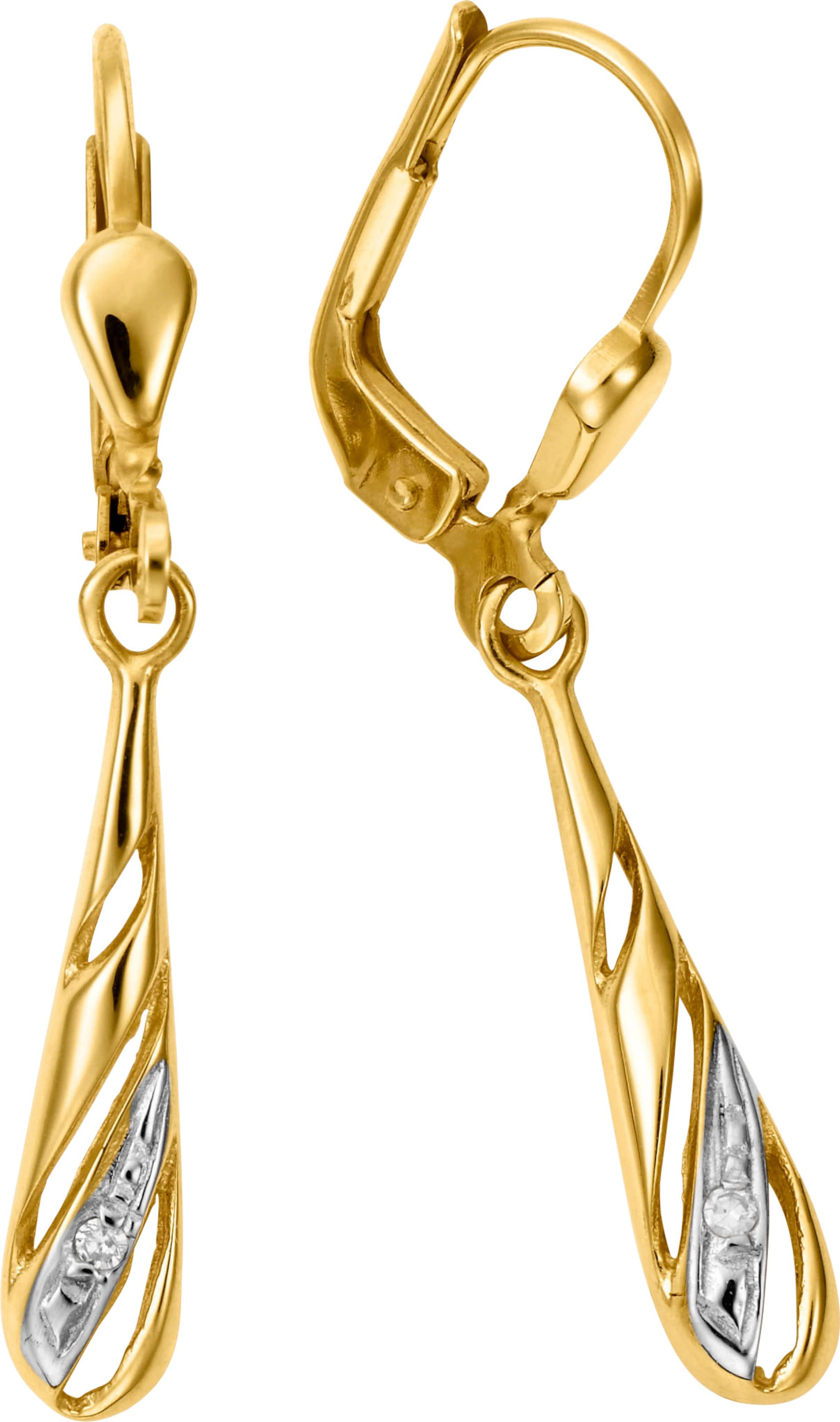 Gel von günstig Kaufen-Ohrhänger in Gelbgold 375 von heine. Ohrhänger in Gelbgold 375 von heine <![CDATA[Faszinierende Ohrhänger mit je 2 funkelnden Diamanten und sicherer Klappbrisur. Aus 375er Gelbgold, teilweise rhodiniert.]]>. 
