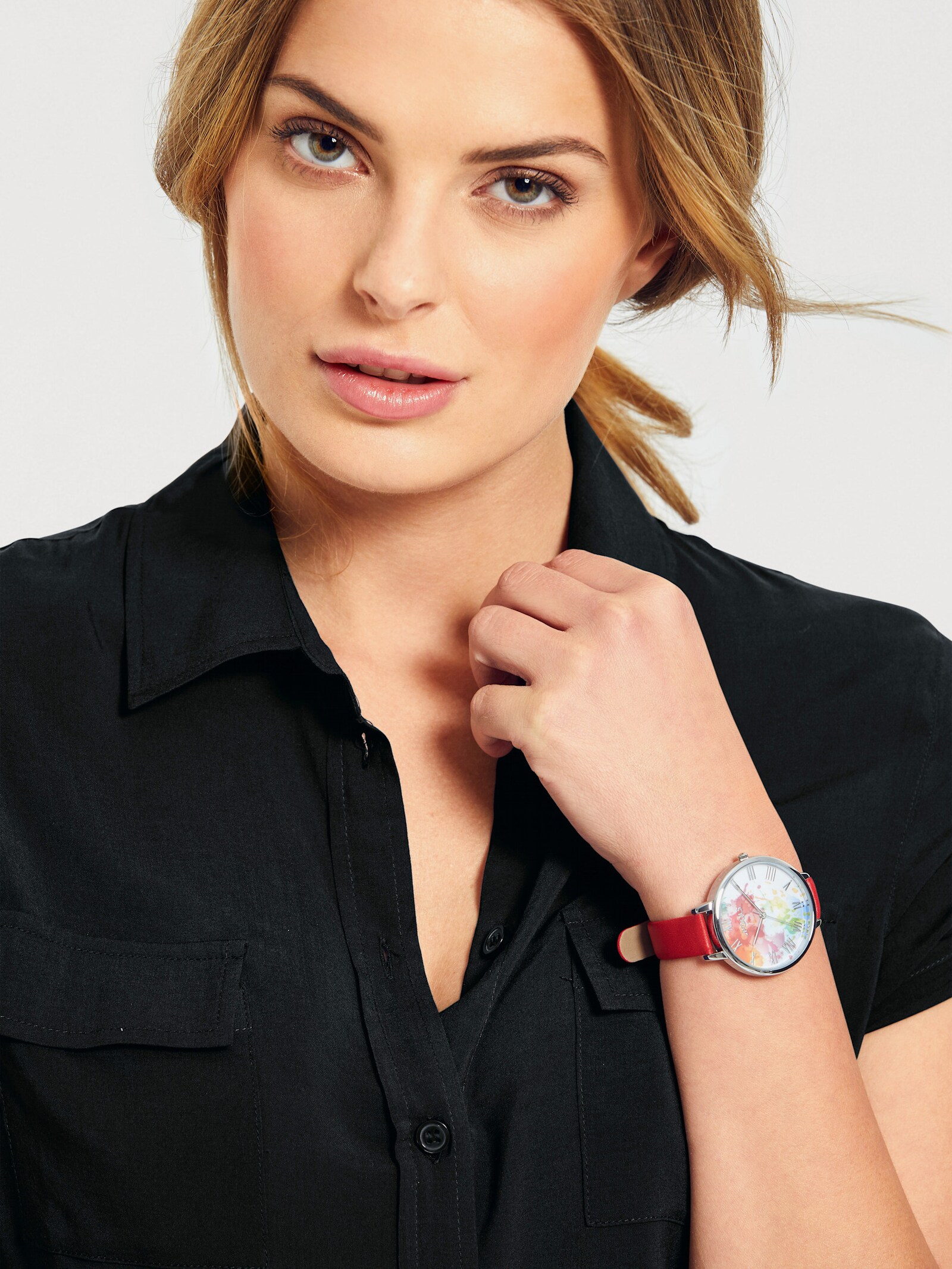 heine Kurzarm-Bluse im Viskose-Mix - schwarz