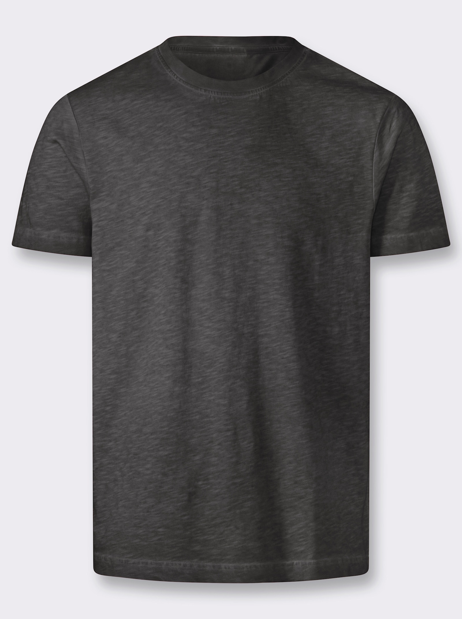 Kurzarmshirt mit Rundhals-Ausschnitt, Baumwolle - graphit