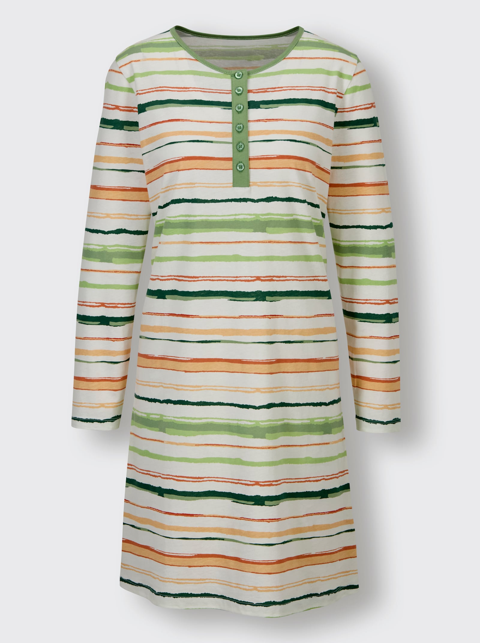 wäschepur Nachthemd - ecru-eucalyptus-gestreift