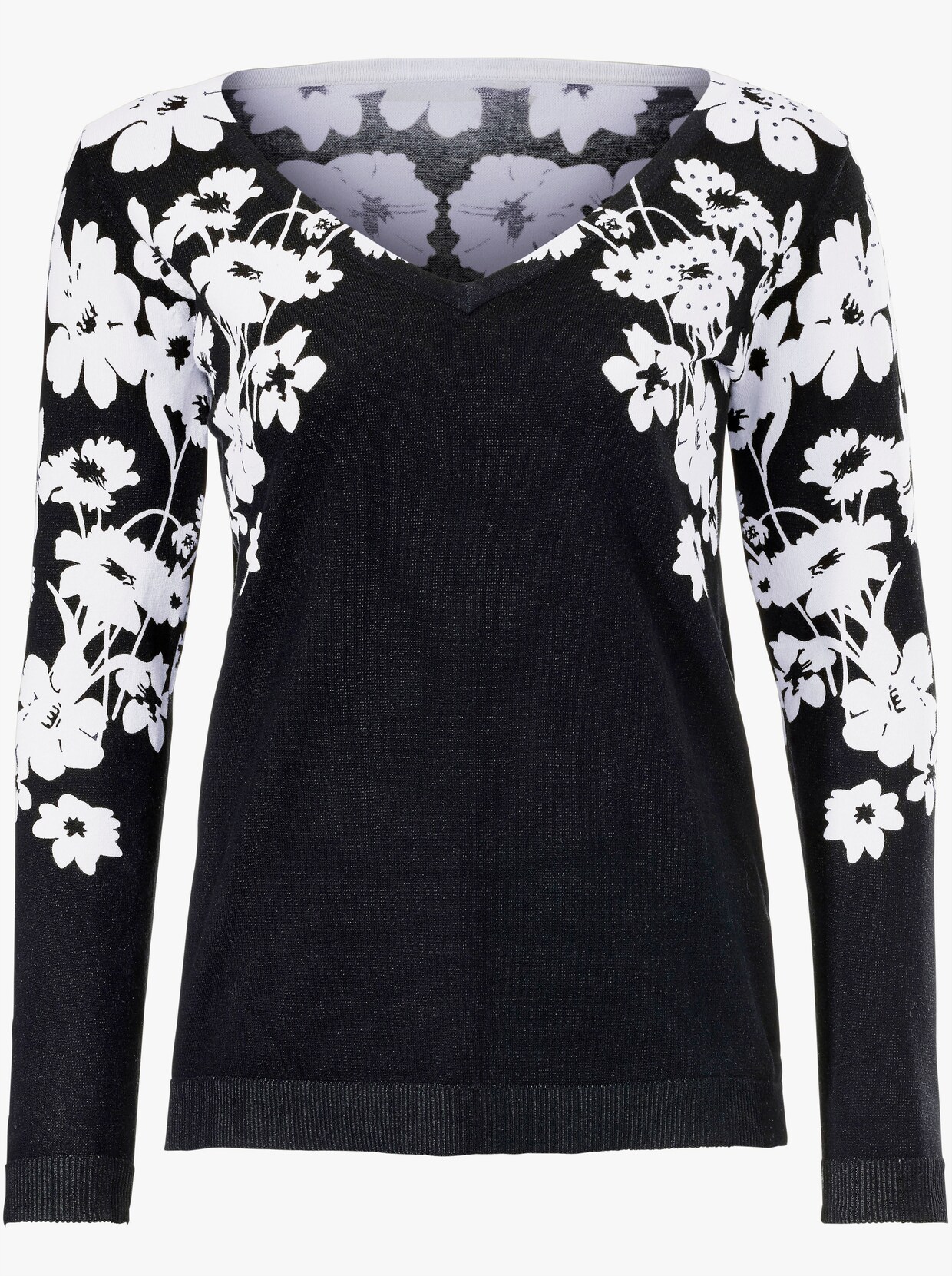 Strickpullover - schwarz-weiss