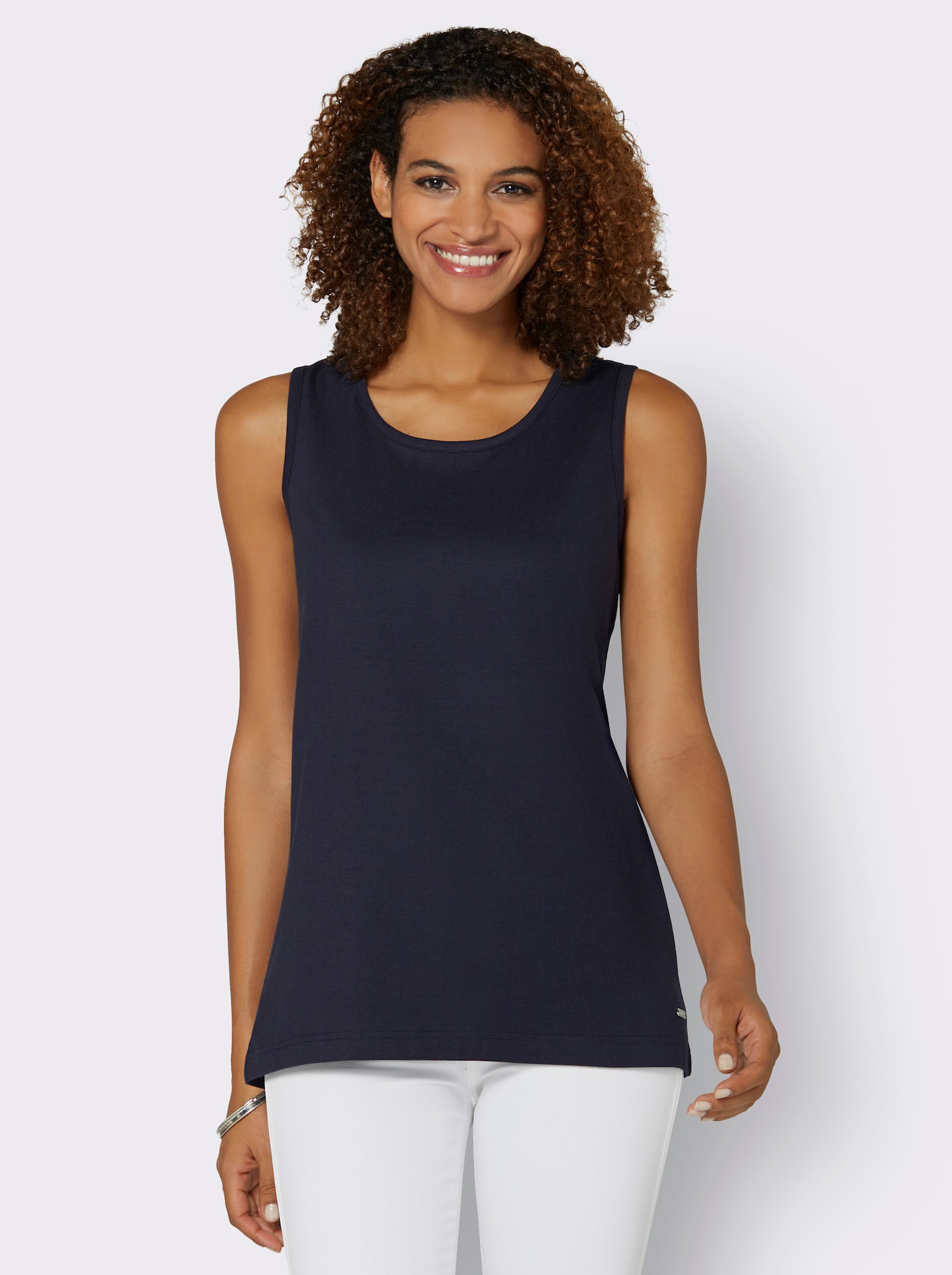 Shirttop mit Rundhals-Ausschnitt - marine