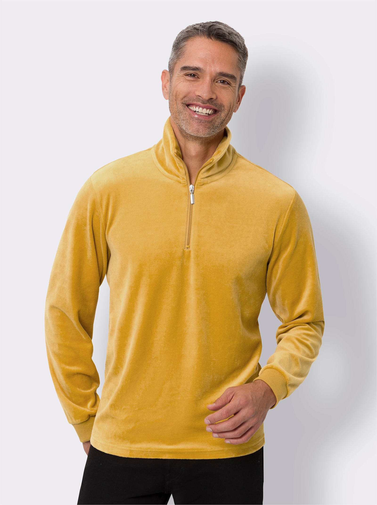 Tričko s dlouhým rukávem z materiálu nicki - okrová