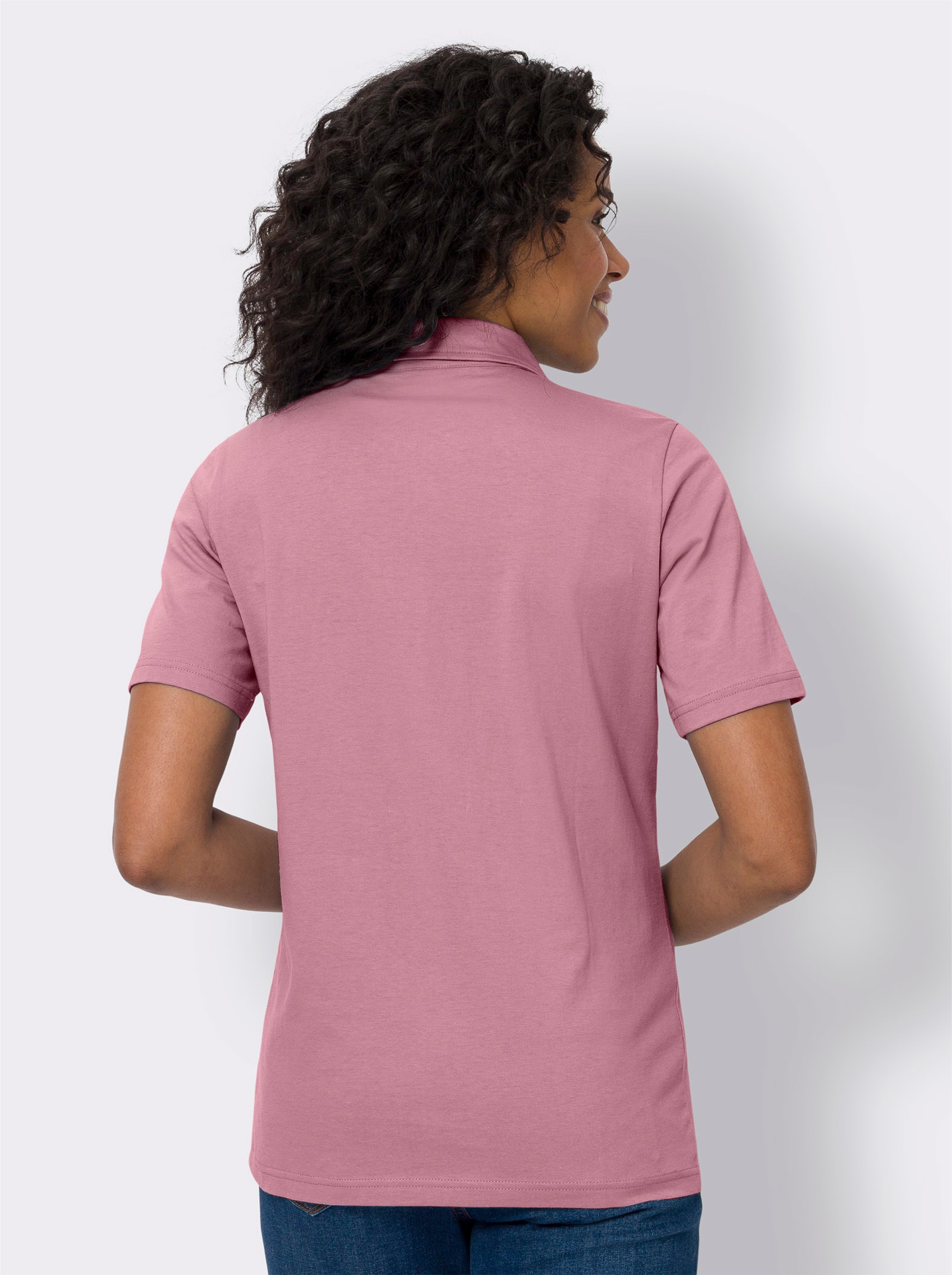 Poloshirt mit V-Ausschnitt - altrosa