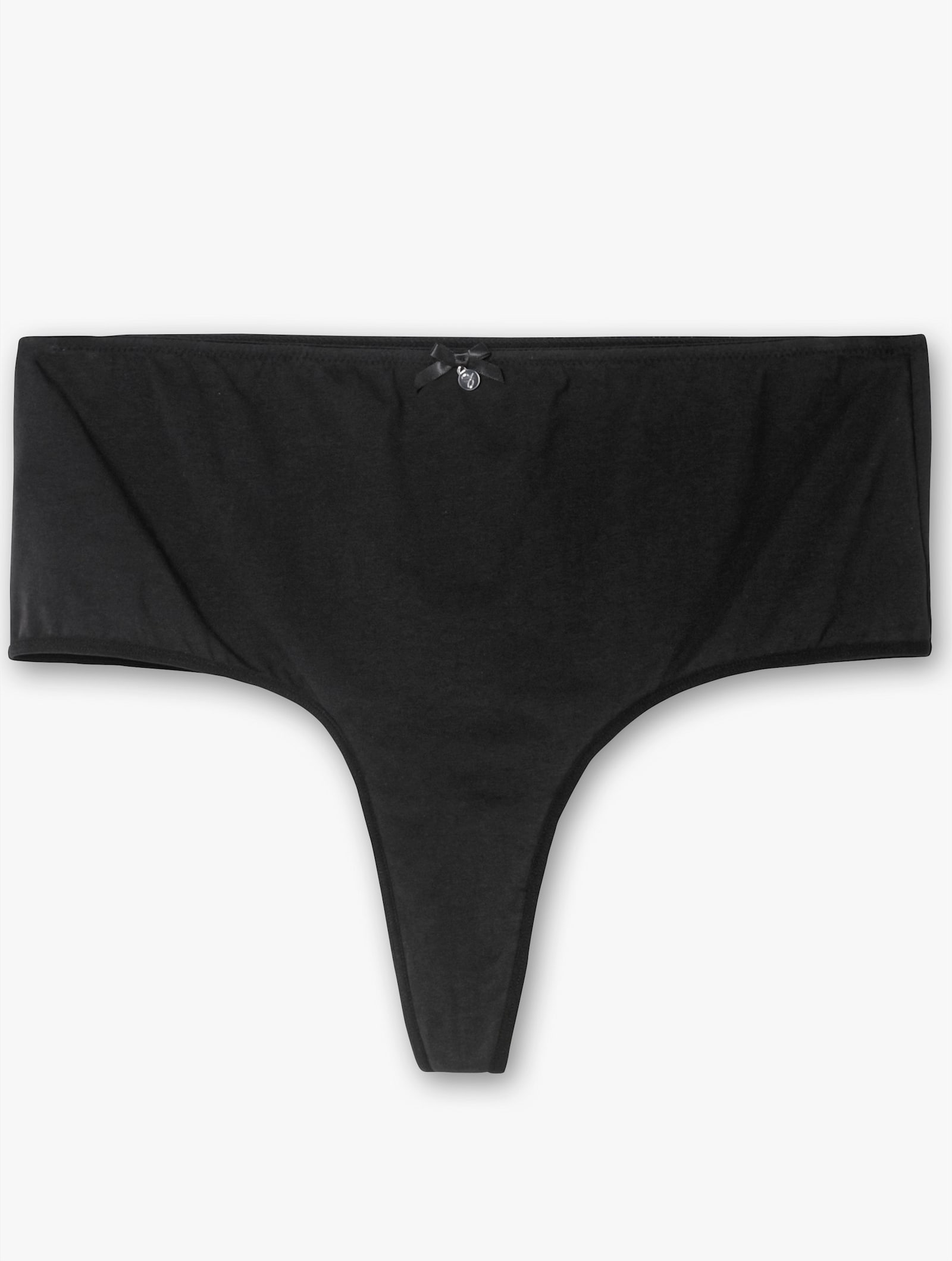 sheego String im Doppelpack, im High-Waist-Schnitt - schwarz + schwarz