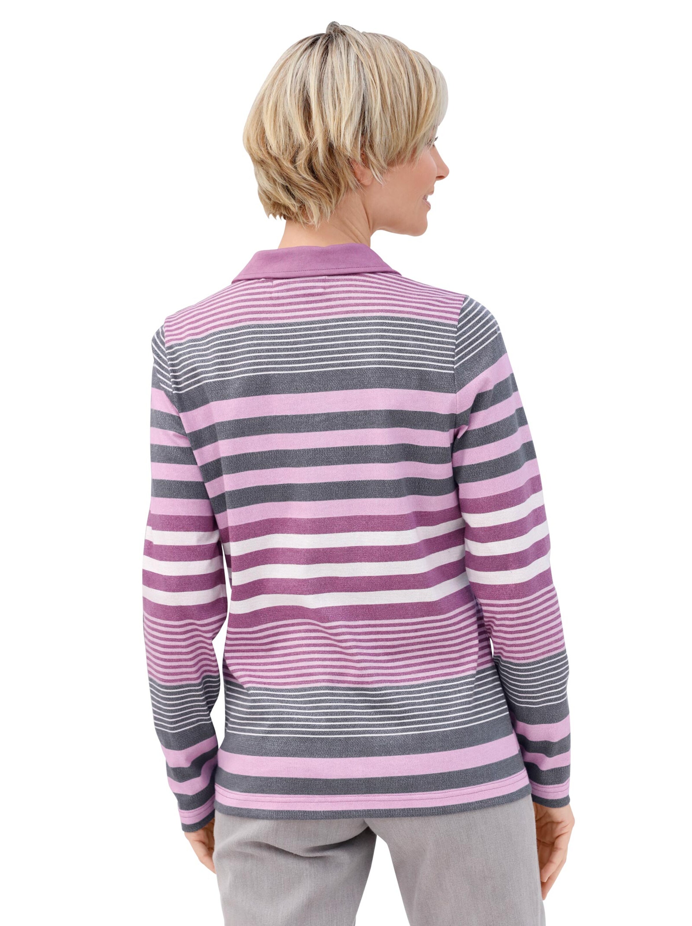 Collection L Poloshirt - orchidee-brombeer-geringelt