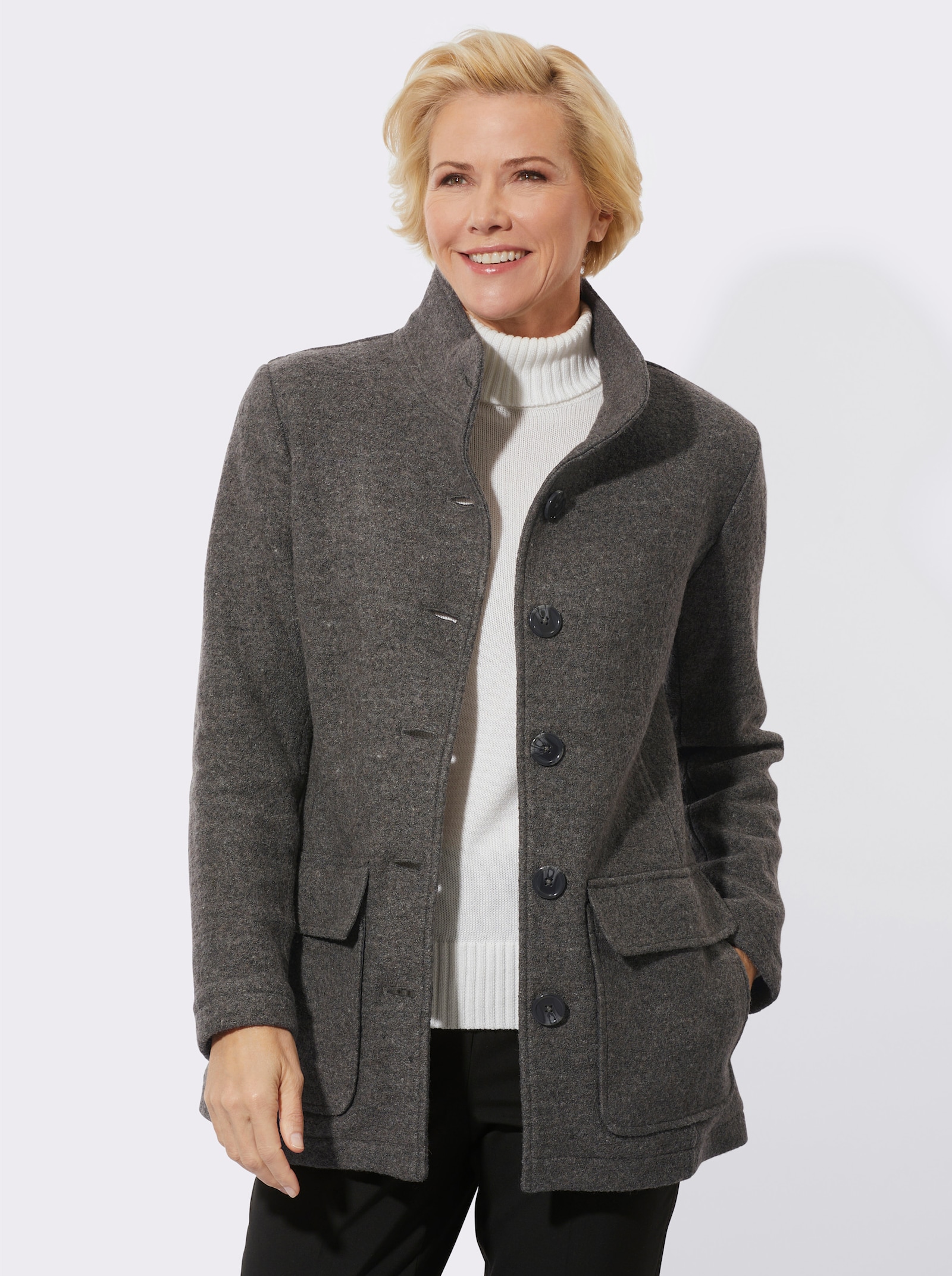 Wolljacke in langlebiger, pflegeleichter Qualität - anthrazit-meliert