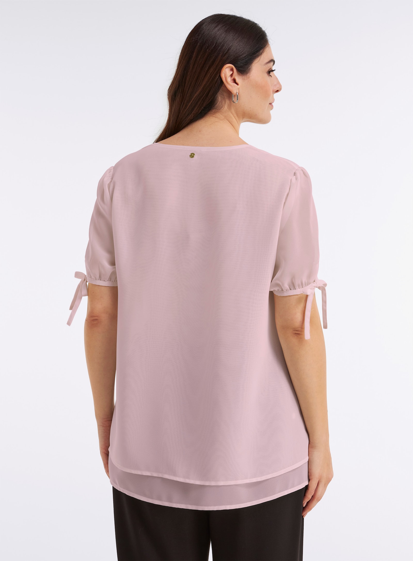 sheego Tunika mit Schleifendetails an den Ballonärmeln - rosé