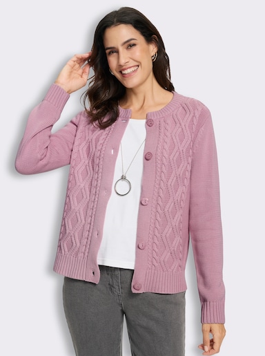 Strickjacke im Strickmuster-Mix - rosé