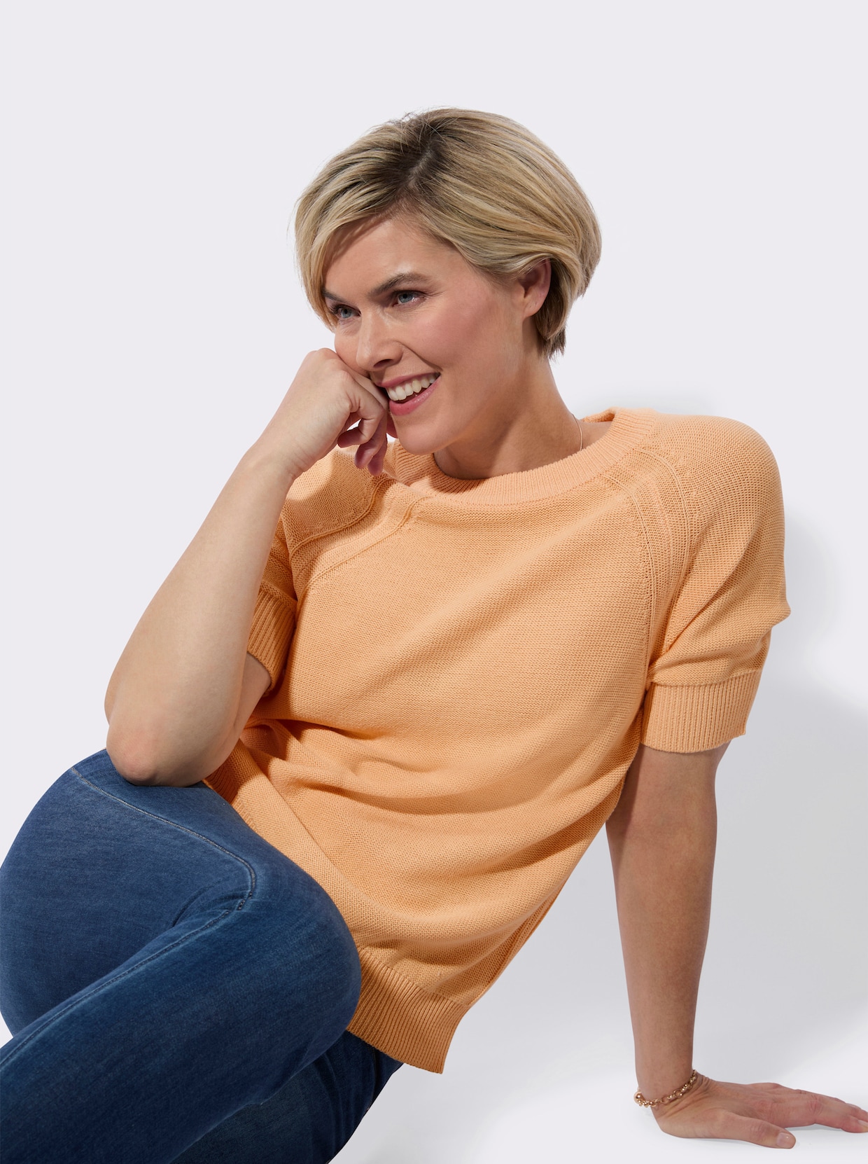 Kurzarmpullover - apricot