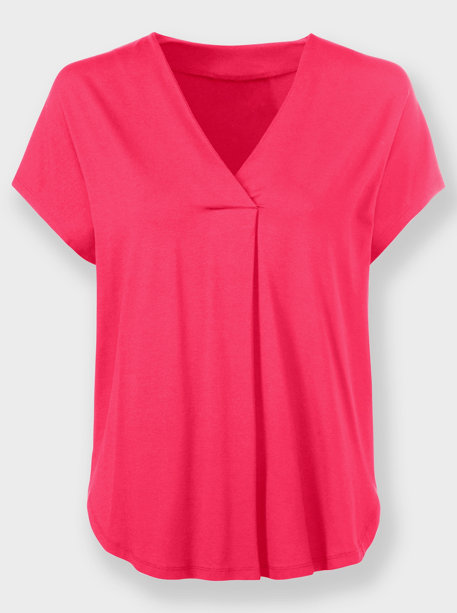 heine Kurzarmshirt mit V-Ausschnitt - pink