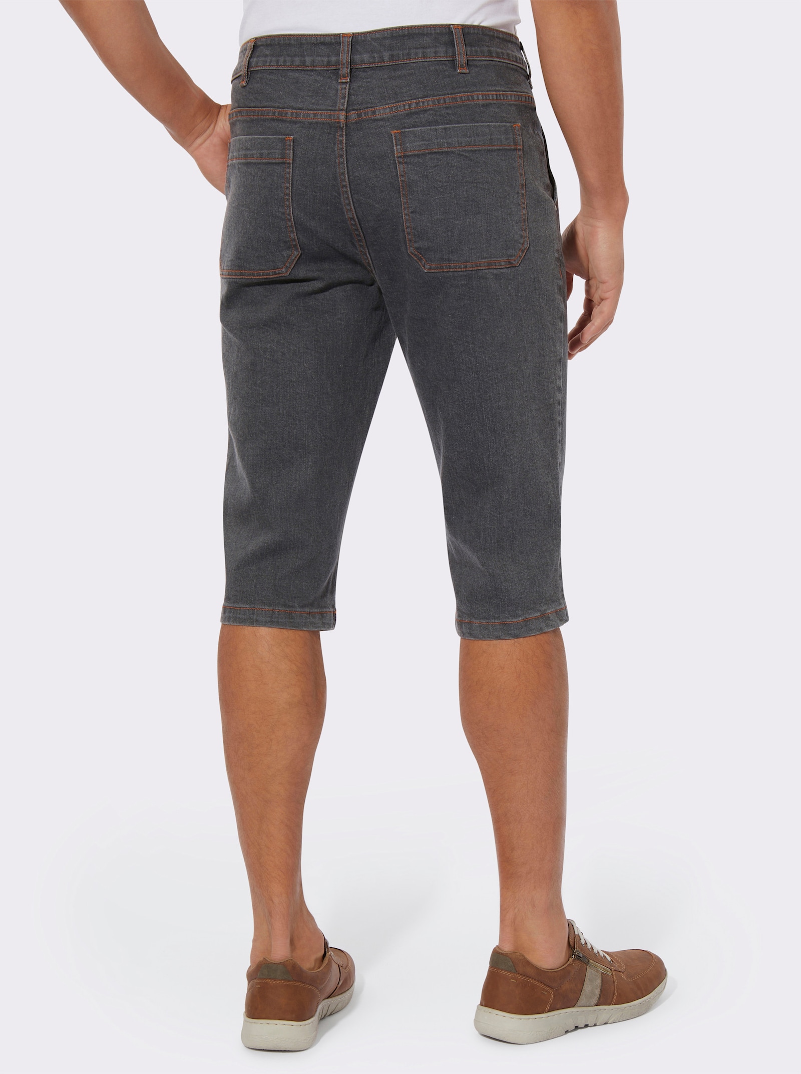 Jeansbermuda met folkloreborduursel - antraciet-denim