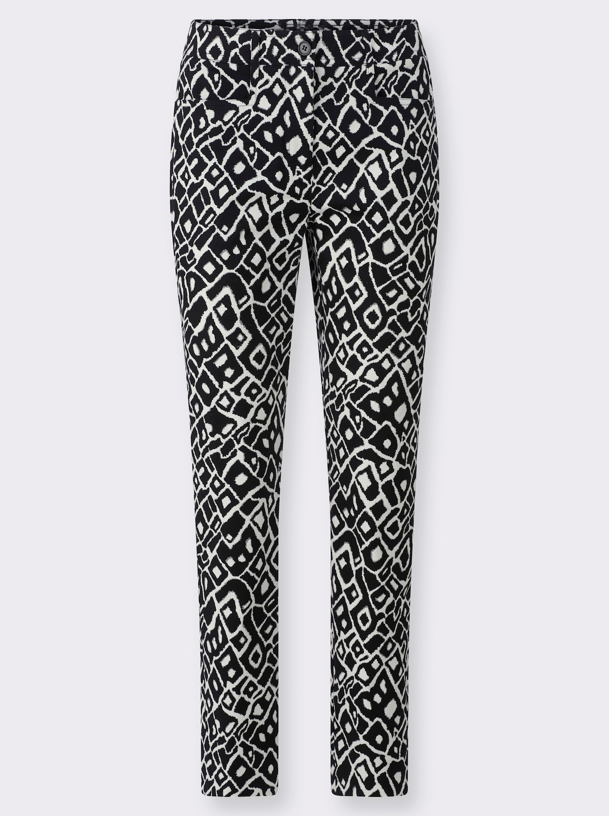 heine Druckhose - schwarz-ecru-bedruckt