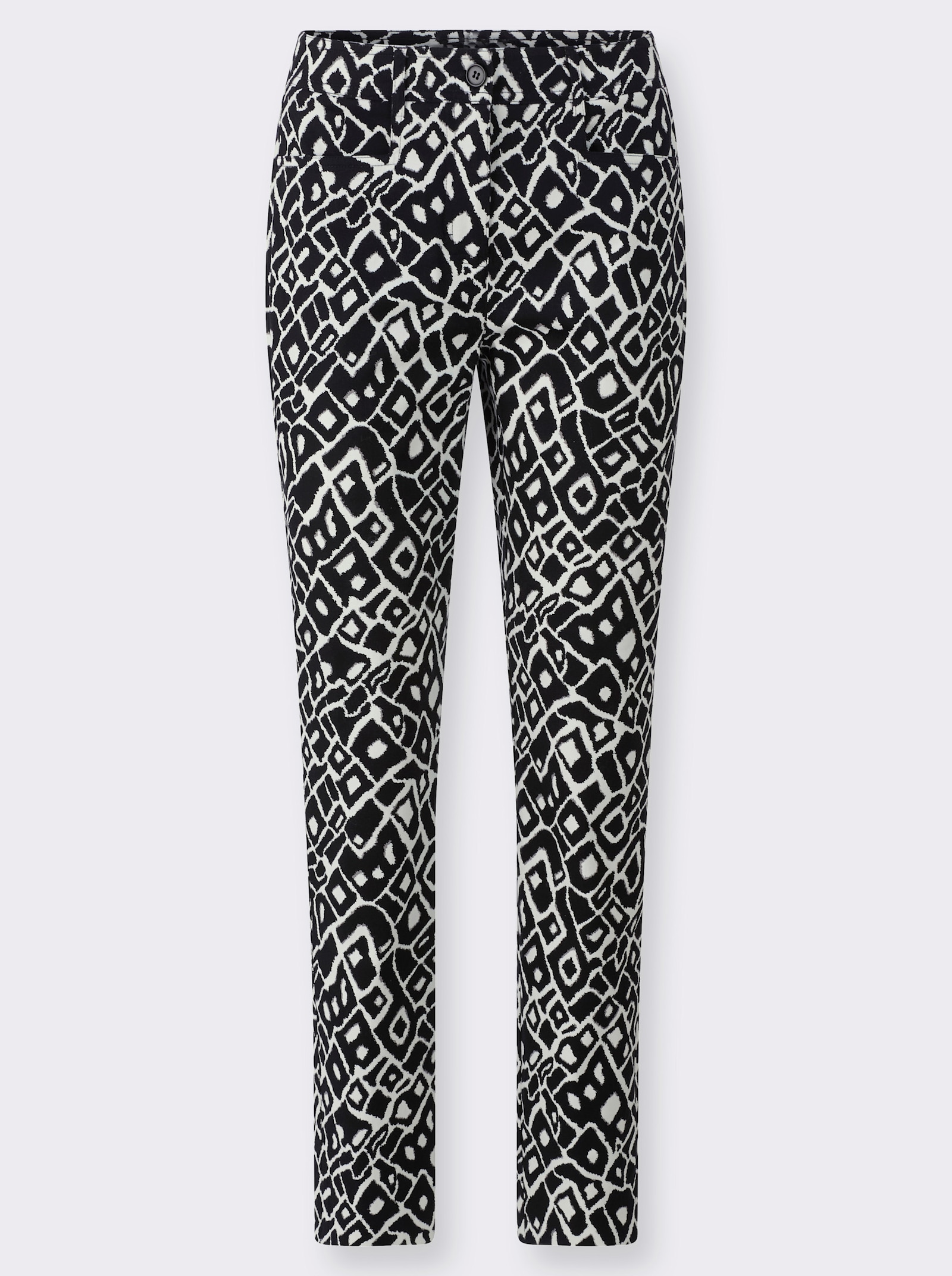 heine Druckhose mit Schlitz am Bein - schwarz-ecru-bedruckt