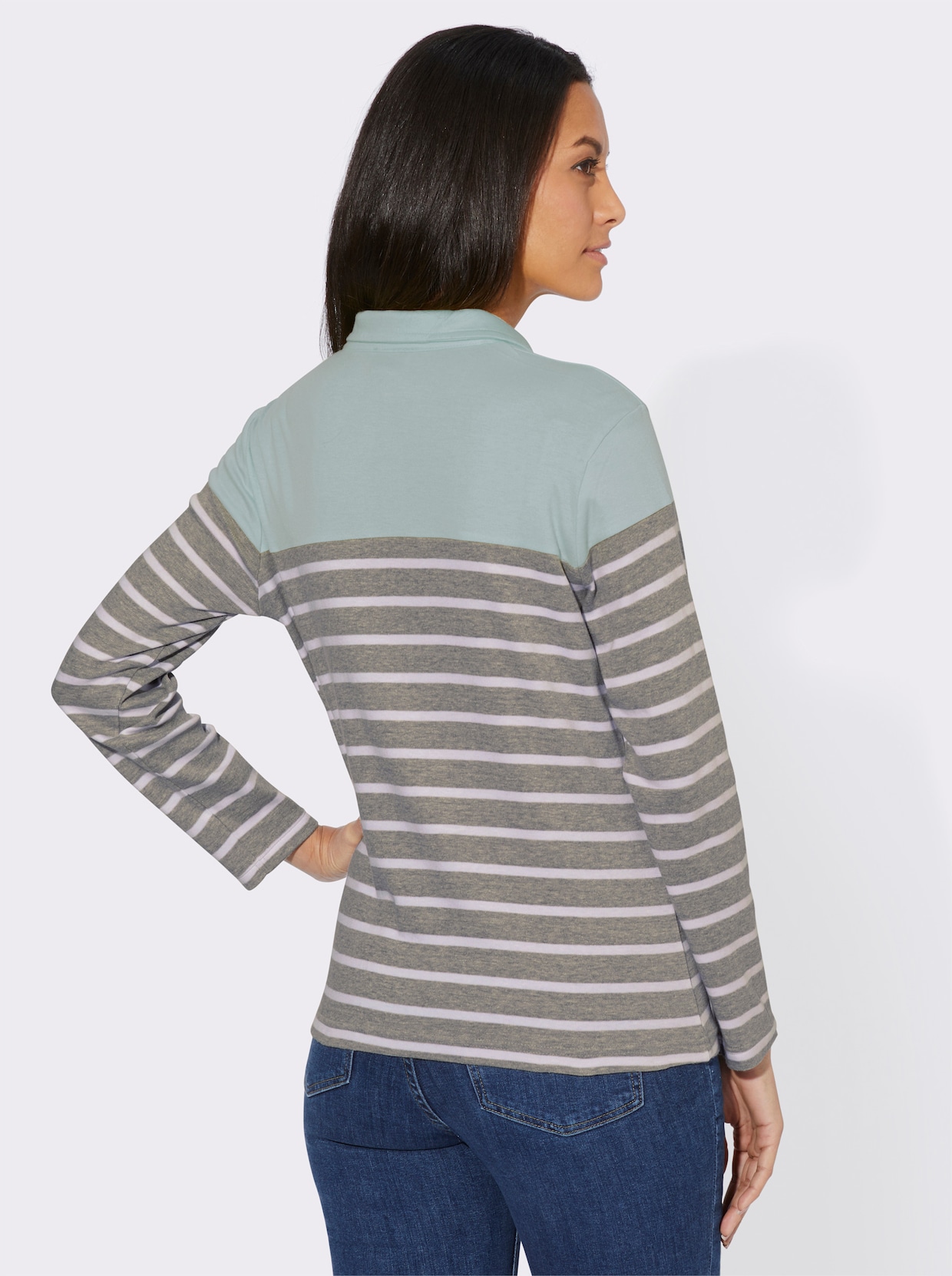 Sweatshirt - mint/grijs gestreept