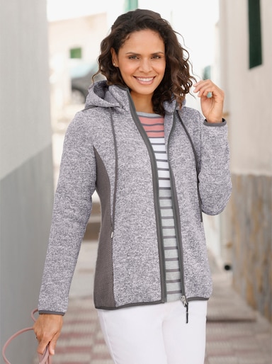 Strickfleece-Jacke - anthrazit-meliert