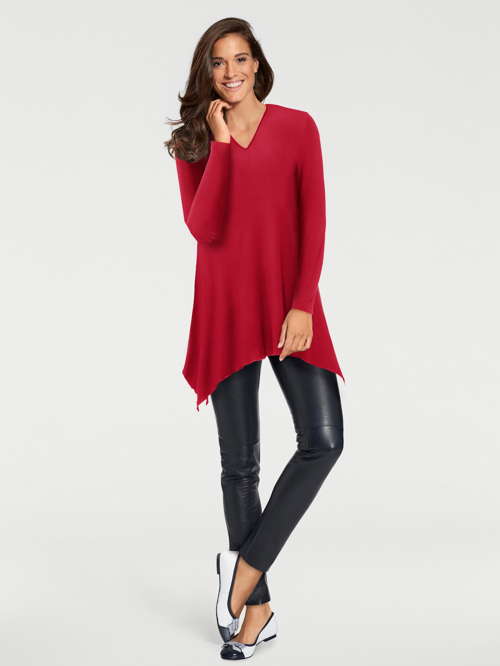 heine Longshirt im Zipfel-Look - rot