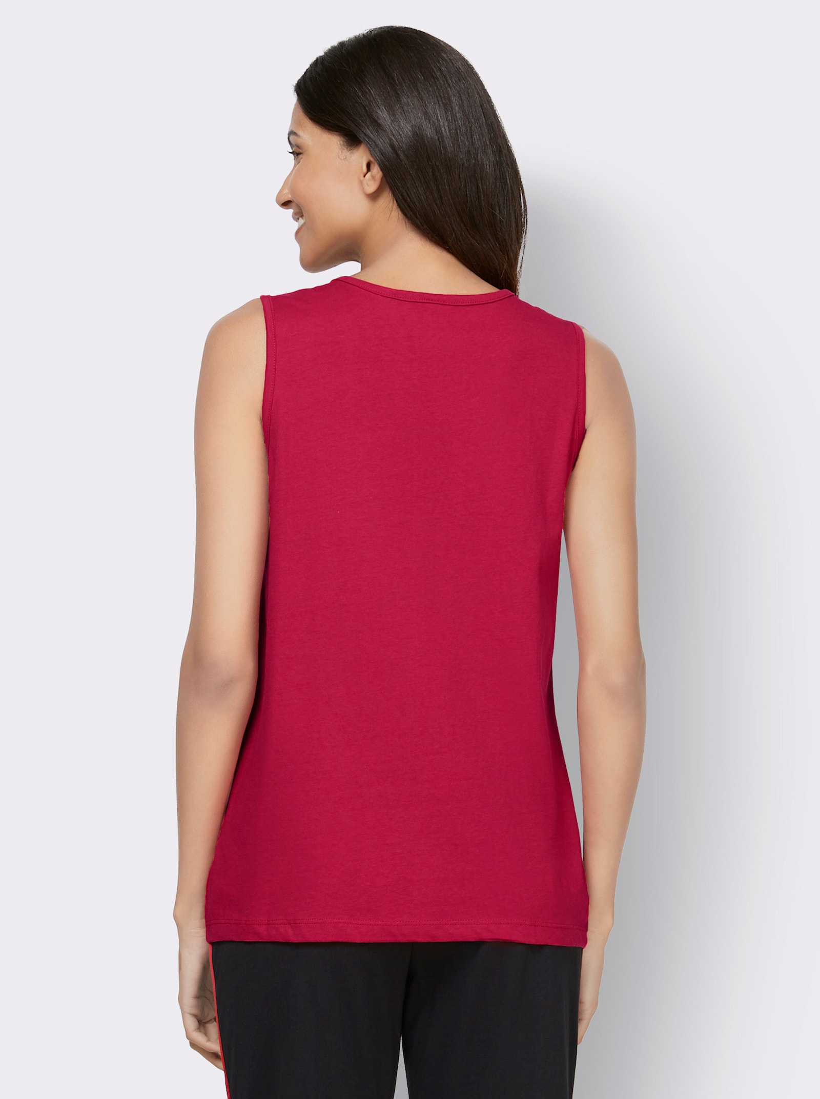 Ramienkový top, okrúhly výstrih - červená