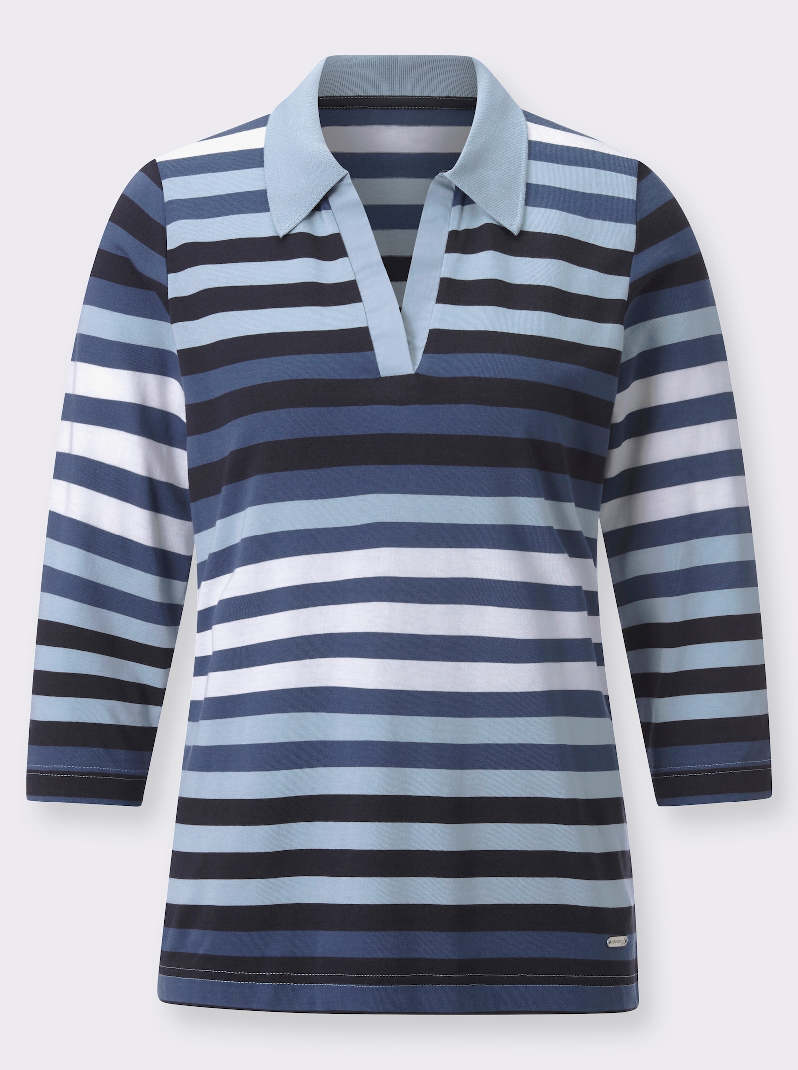 Ringelshirt mit 3/4-Ärmeln - jeansblau-marine-geringelt