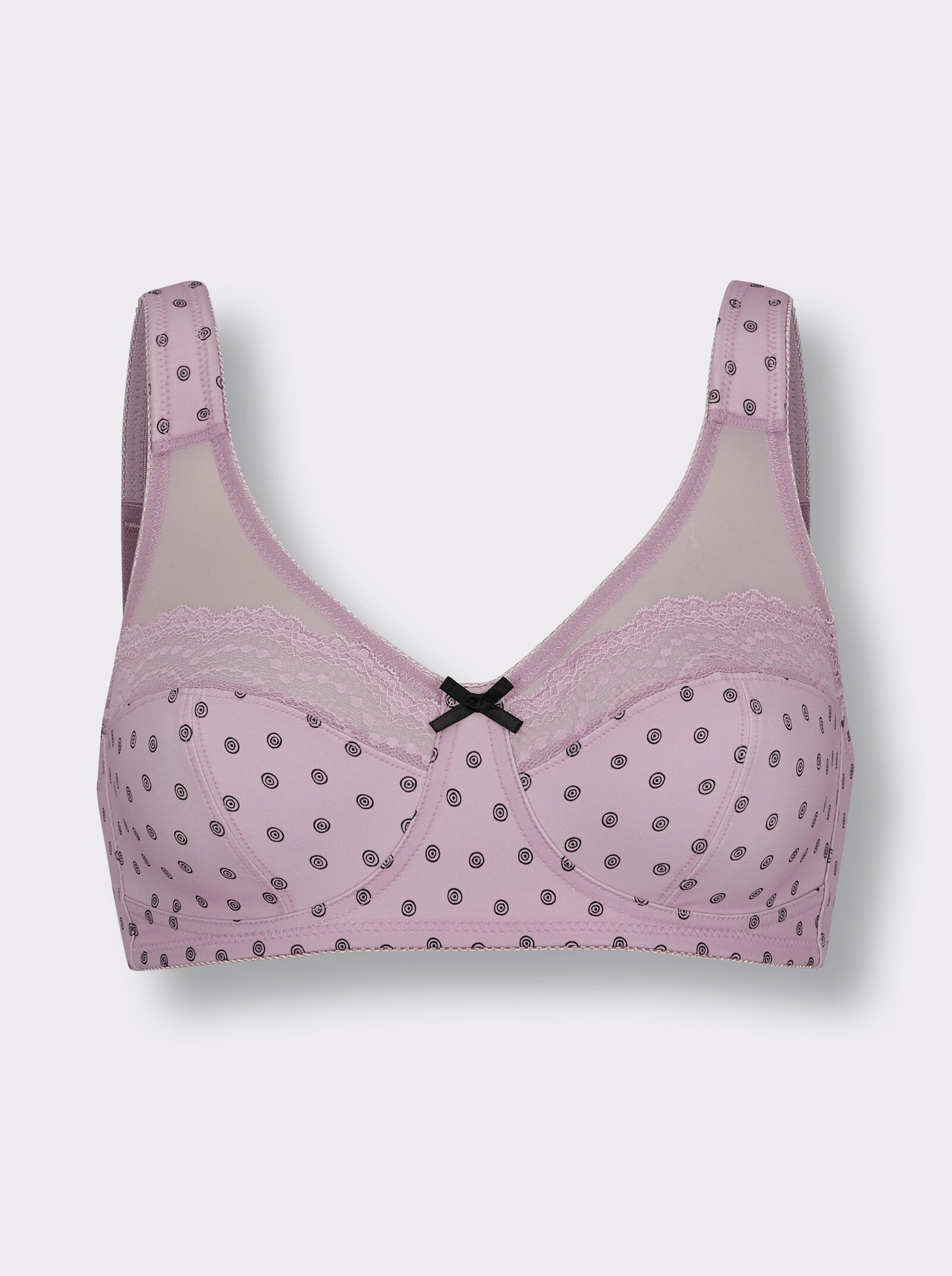 wäschepur Entlastungs-BH ohne Bügel mit Druck - mauve-schwarz-bedruckt