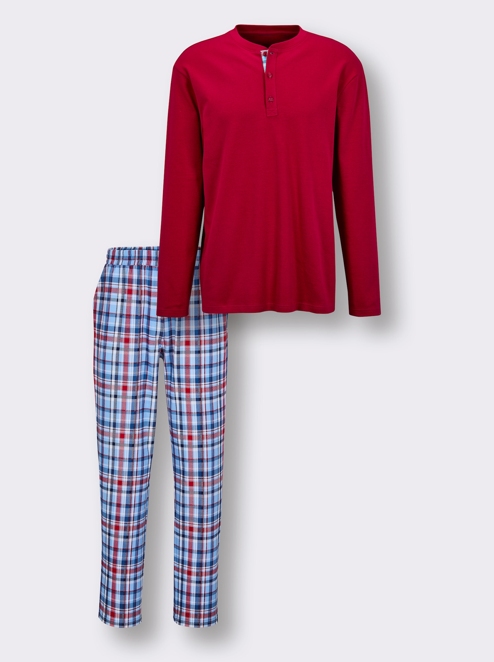 wäschepur men Schlafanzug - rot-himmelblau-kariert