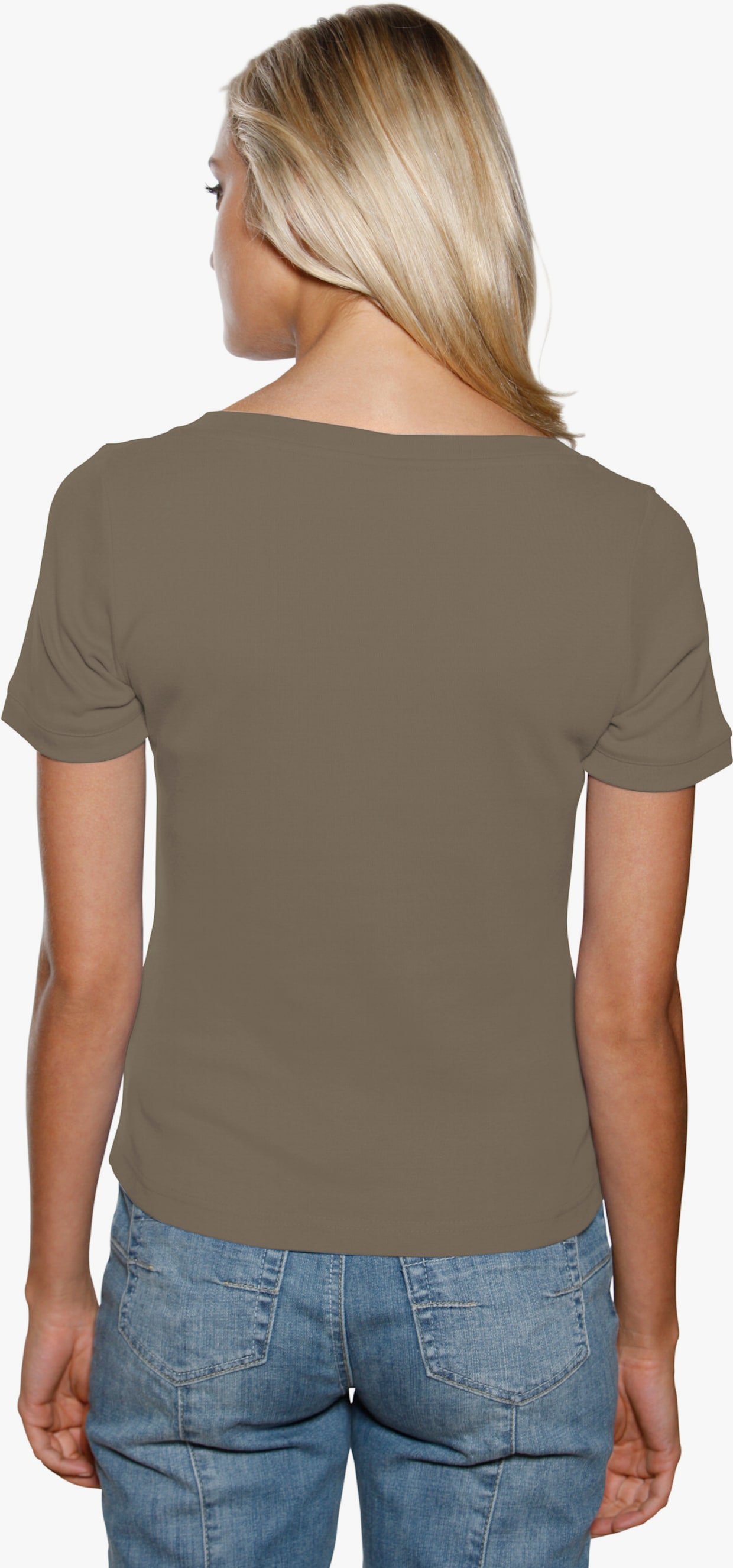 heine T-shirt à encolure carrée - vert olive