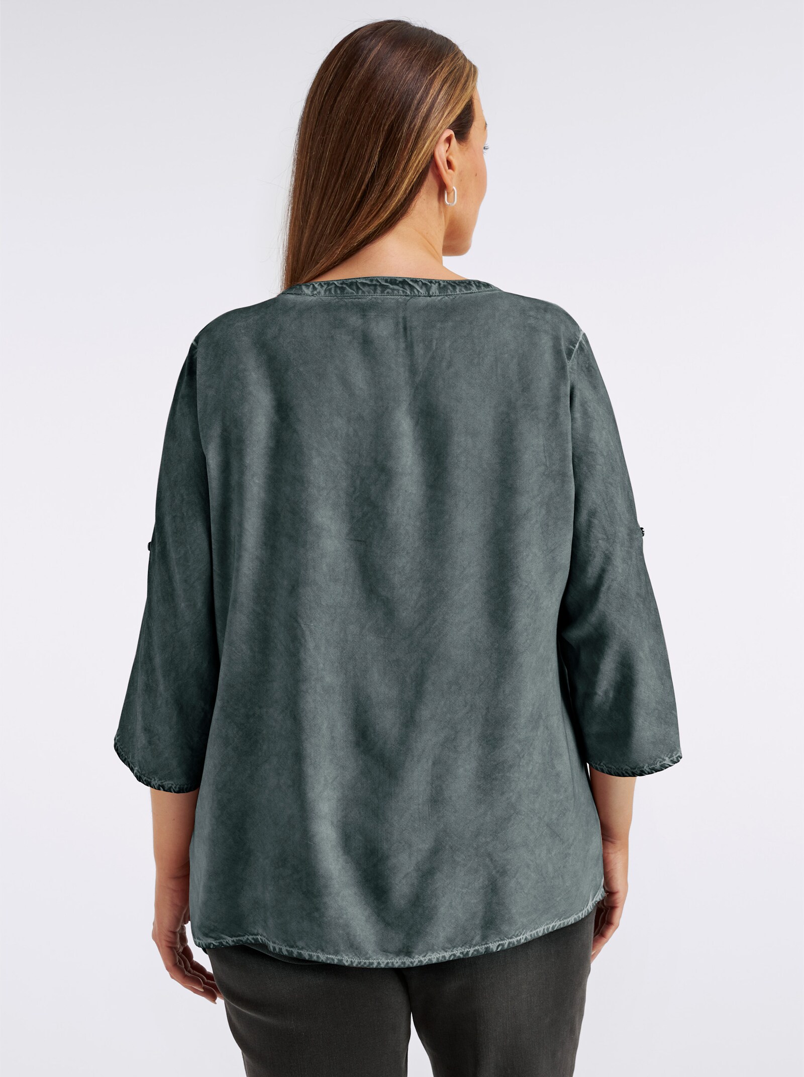 Tunika in oil dyed-Waschung - resedagrün