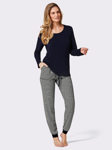 wäschepur Schlafanzug mit Ringelhose - marine-ecru