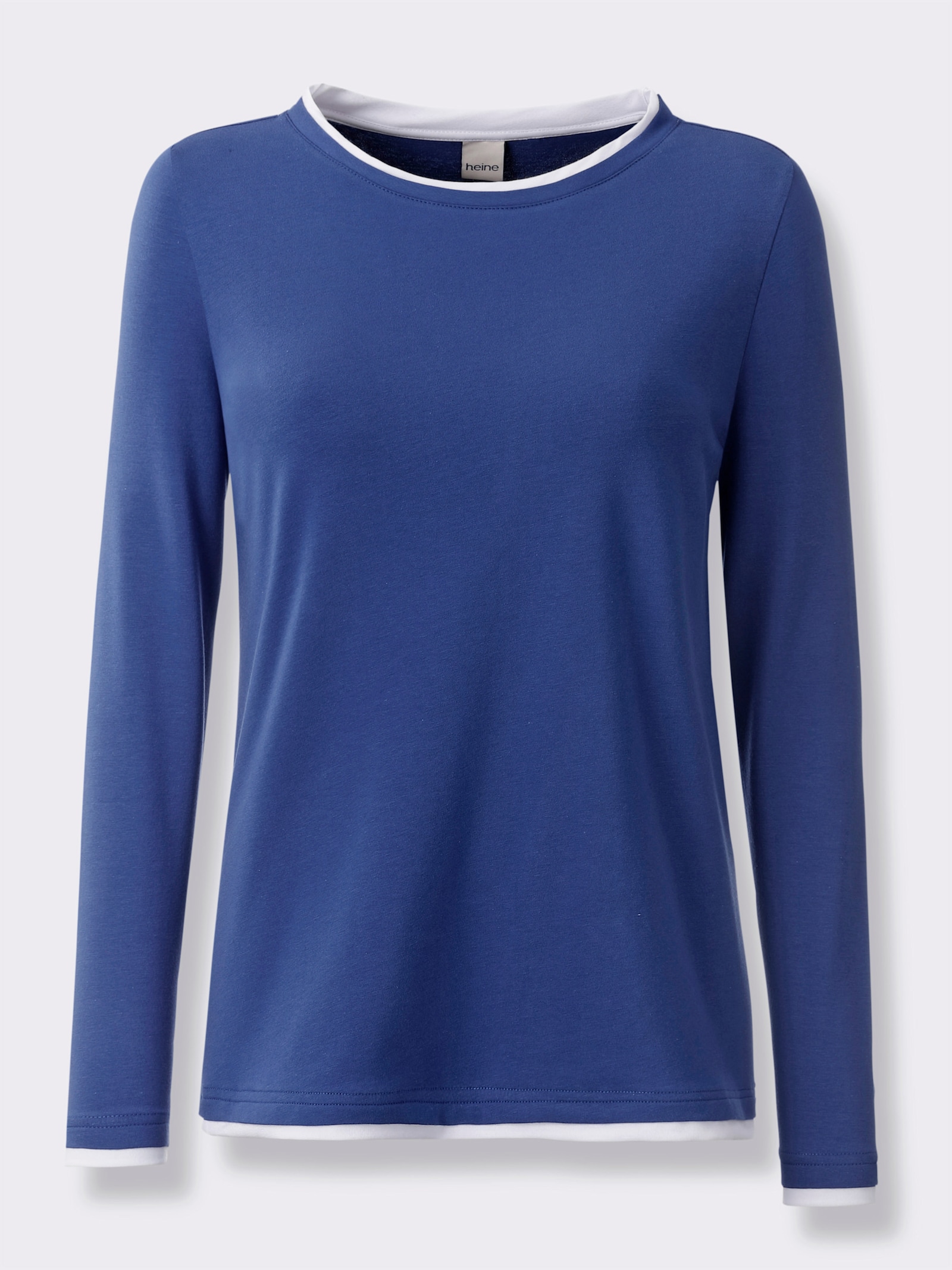 heine Rundhalsshirt in 2-in-1-Optik - royalblau-weiß