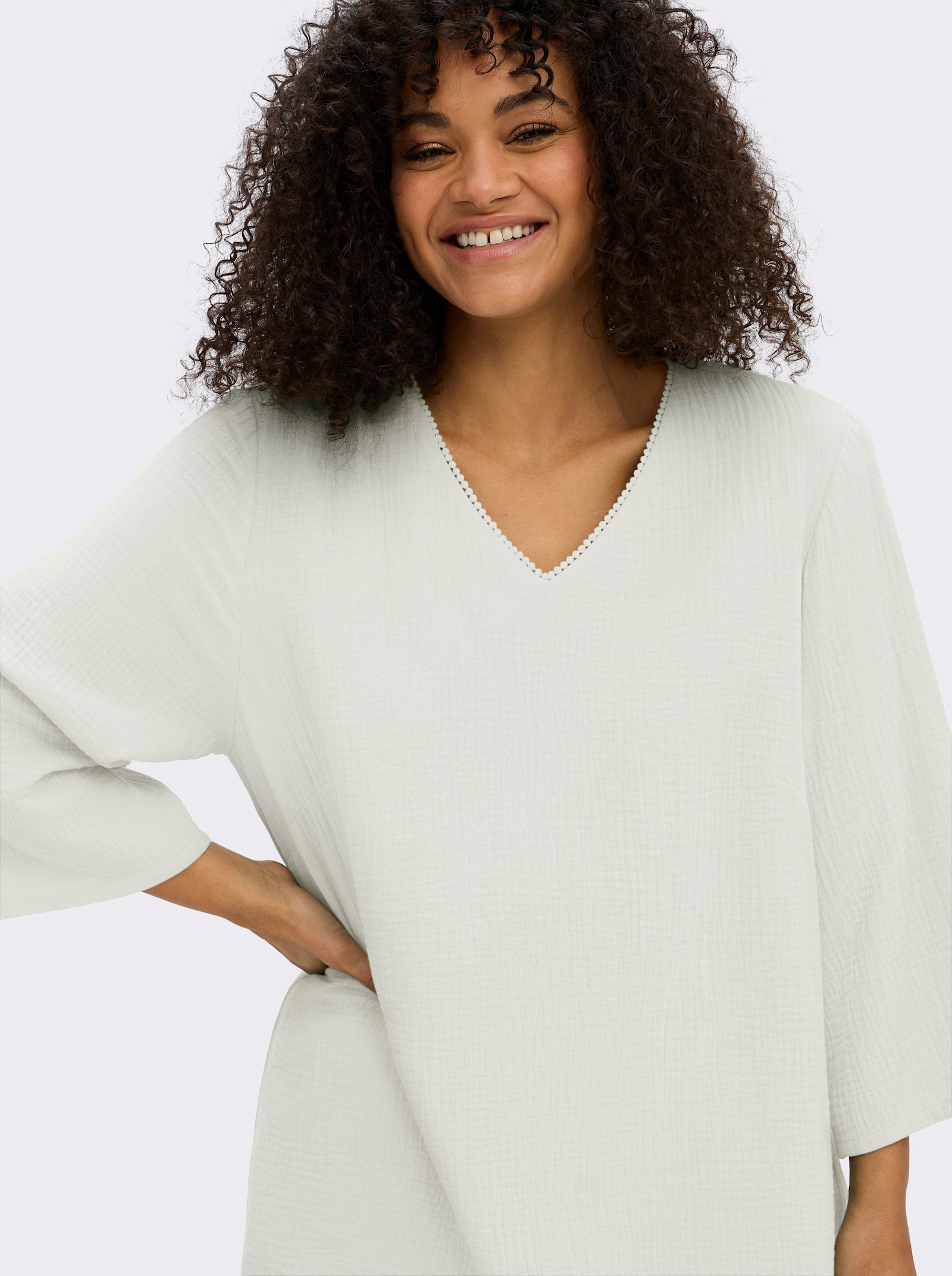 sheego Tunika aus Musselin, in A-Linie - ecru