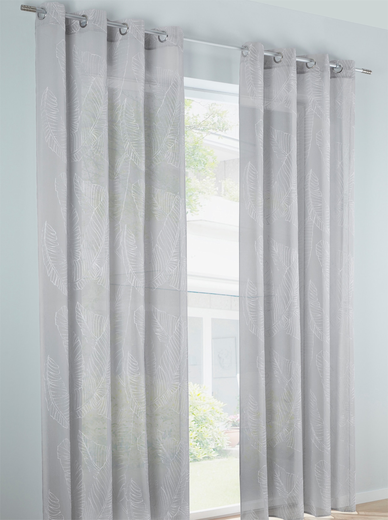 heine home Decoratieve vitrage - grijs/wit