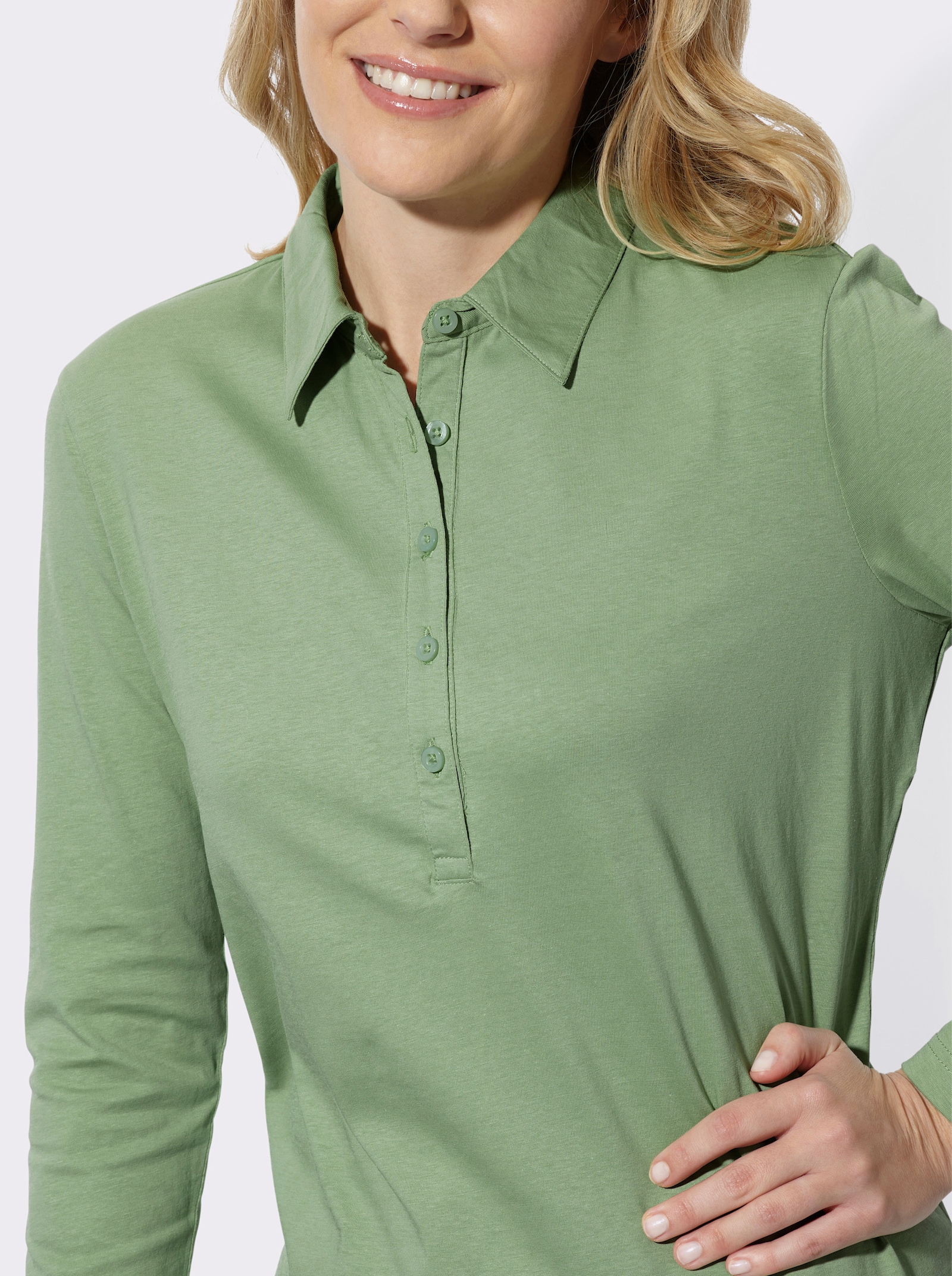 Poloshirt aus reiner Baumwolle - eucalyptus
