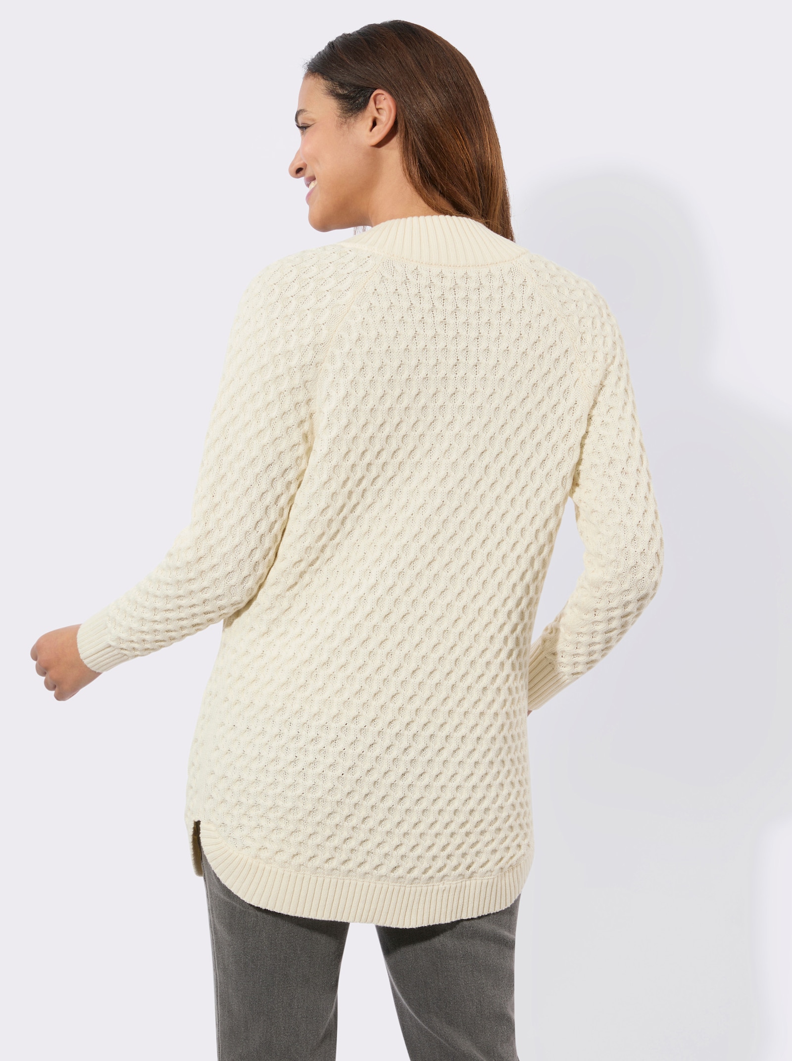 Longstrickjacke mit Taschen - champagner