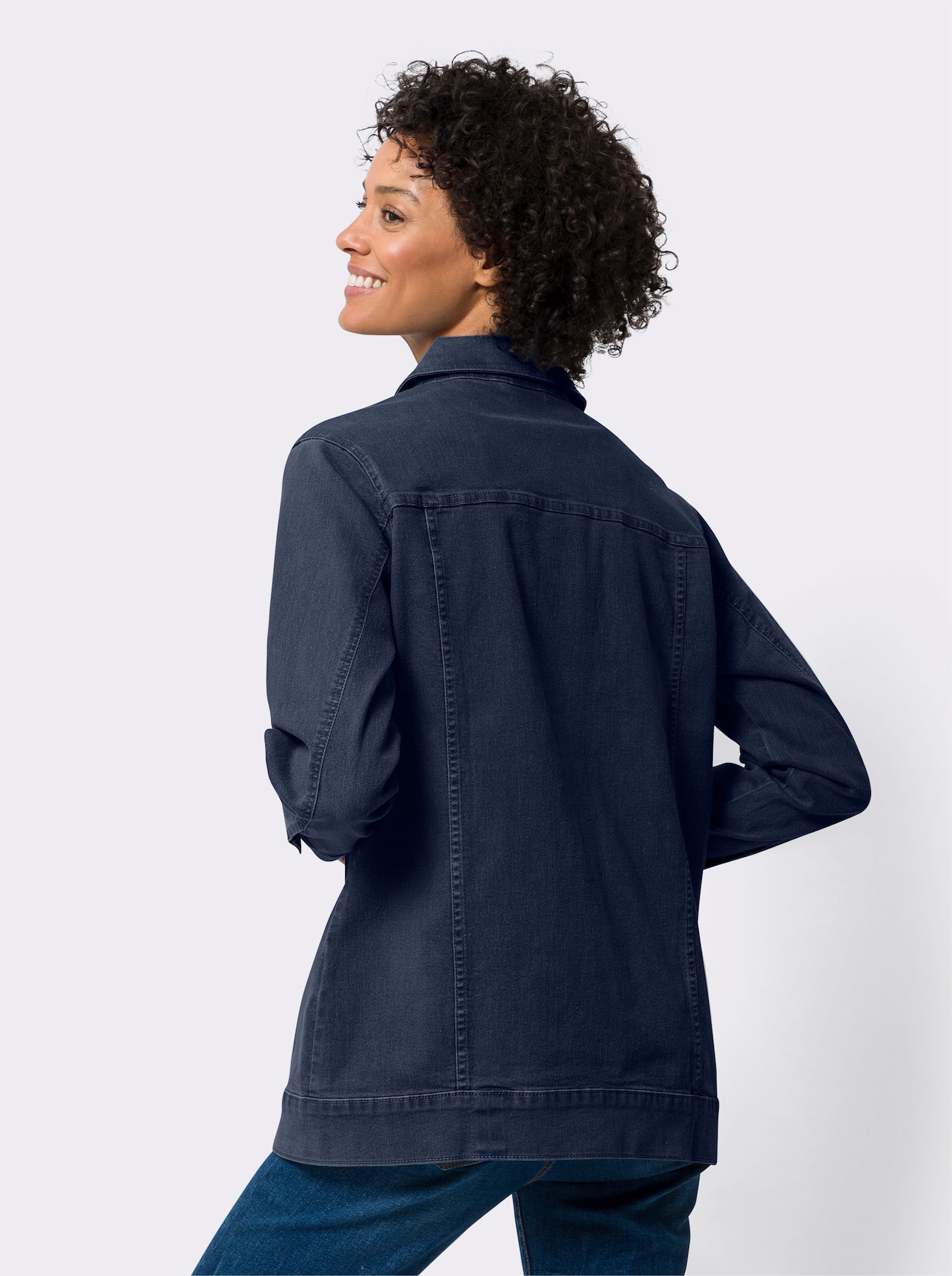 Jeansjacke in Longform - blue-stone-washed