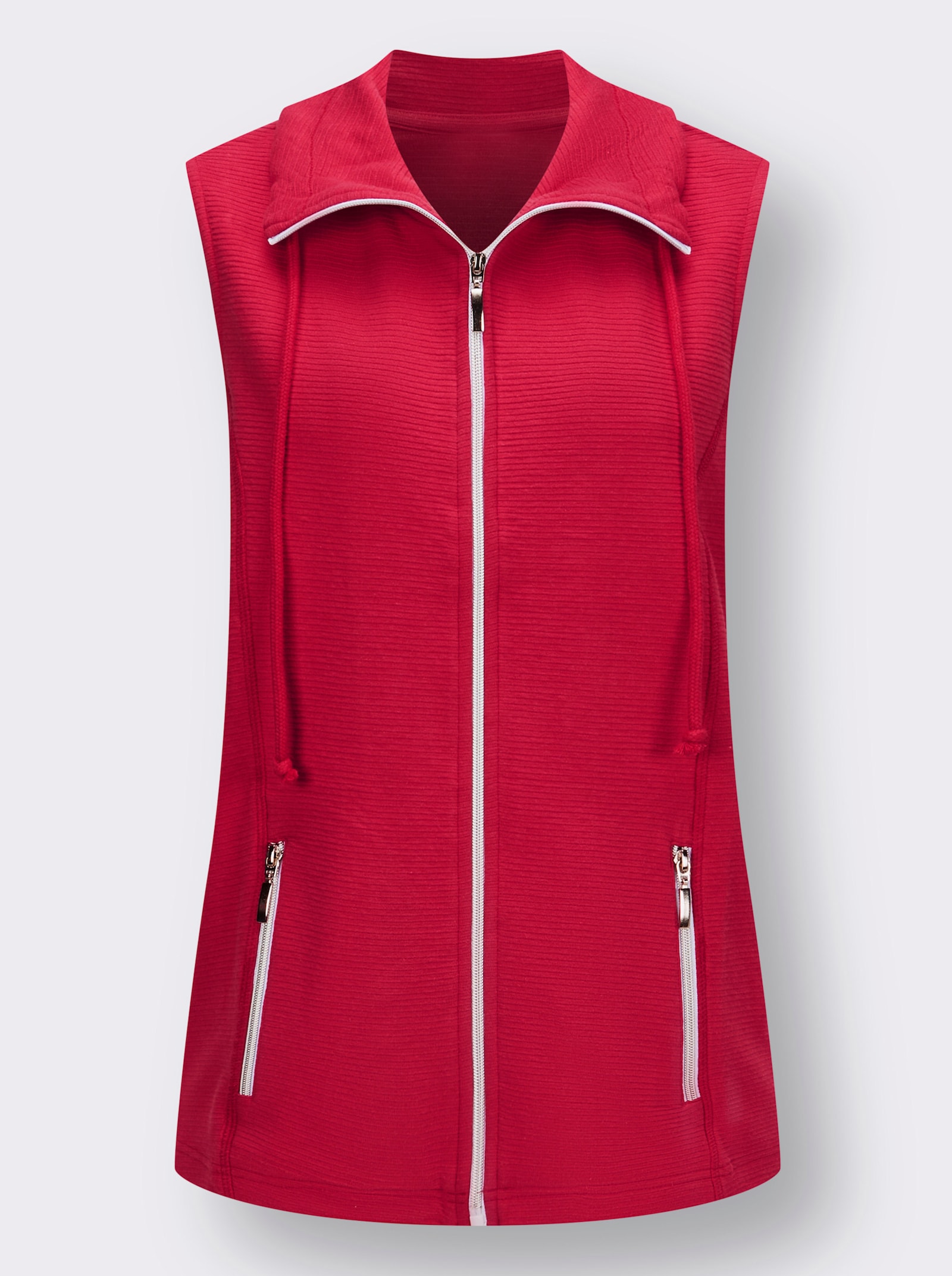 Jerseyweste in Ripp-Optik - erdbeere