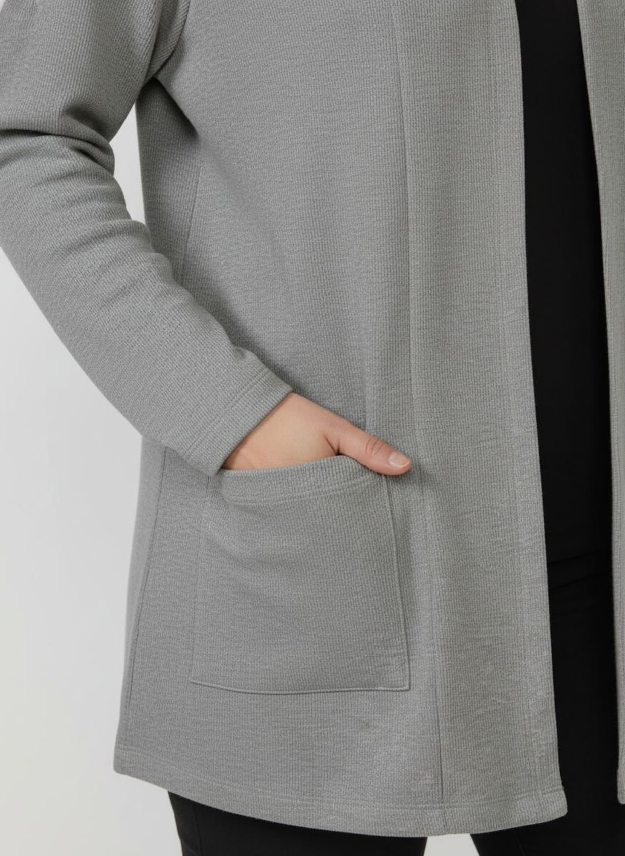 Shirtjacke mit Schalkragen - grau-meliert