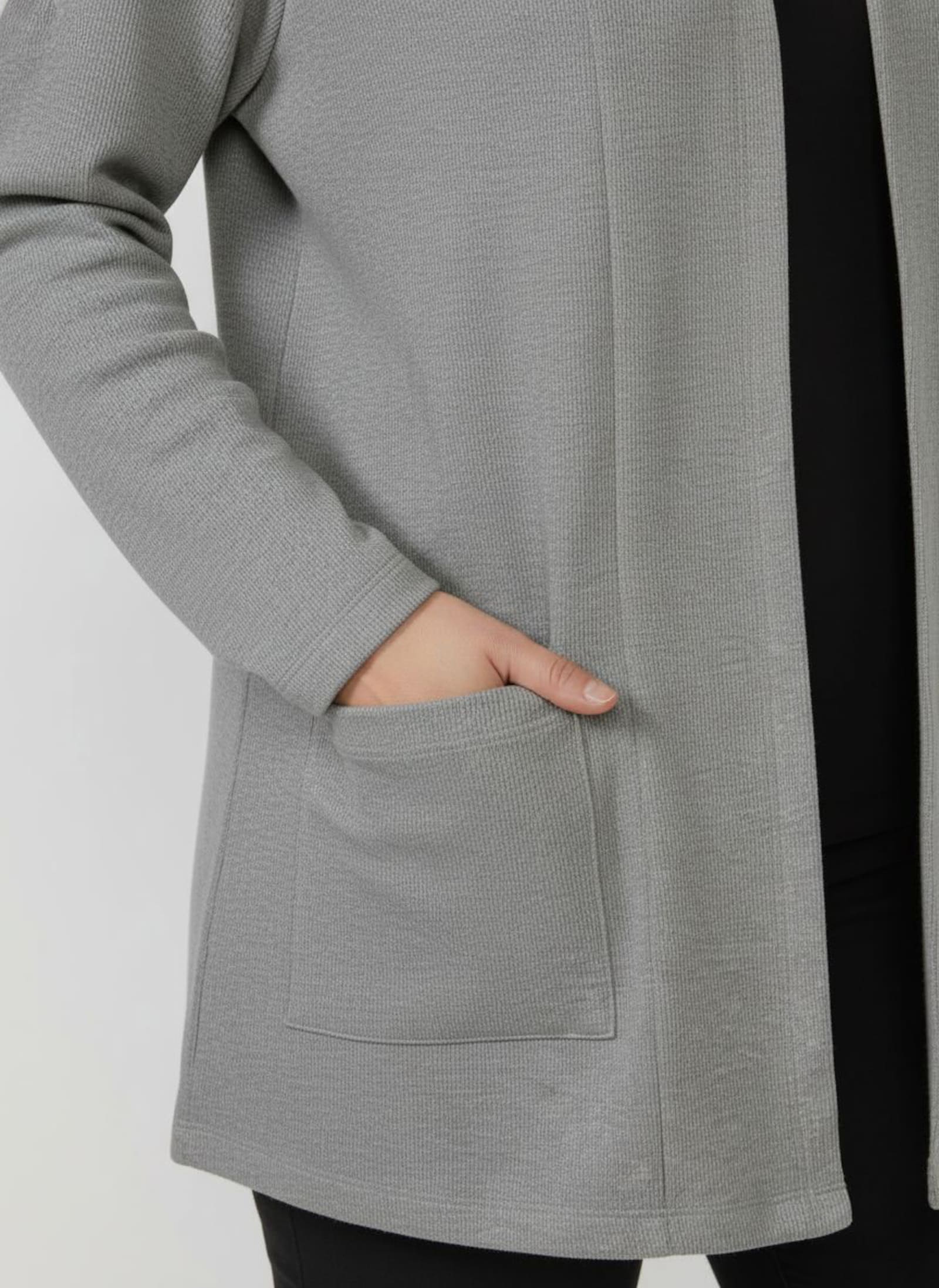 Shirtjacke mit Schalkragen - grau-meliert