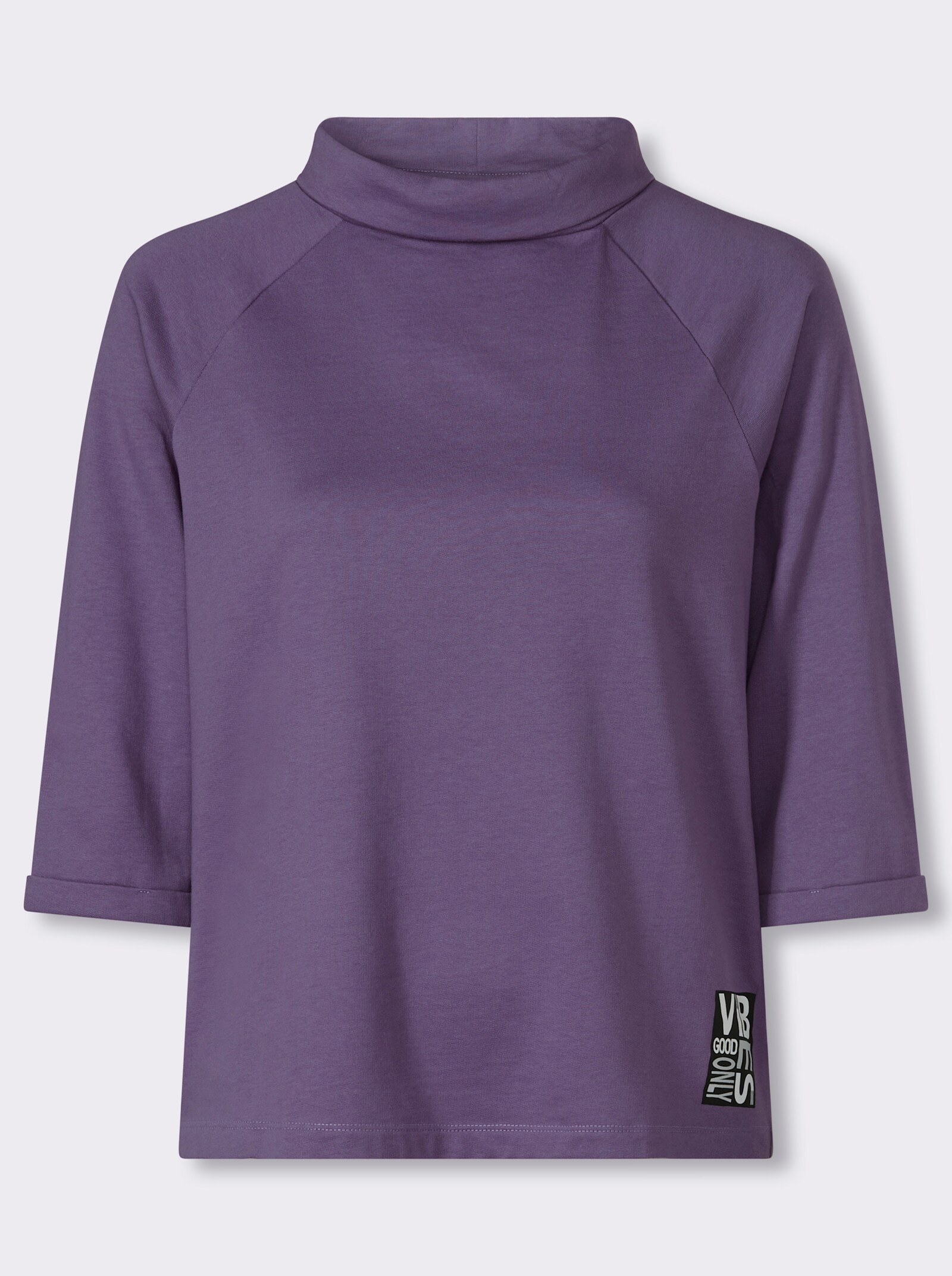 3/4-Arm-Shirt mit halsfernem Stehkragen - feige