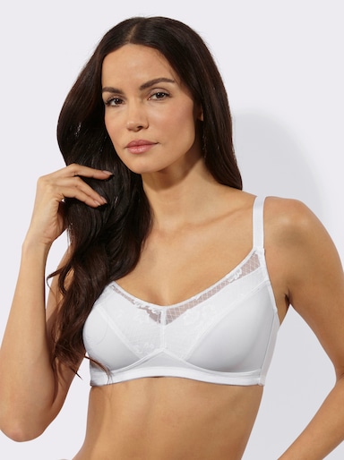 wäschepur BH ohne Bügel mit transparenter Spitze - weiß