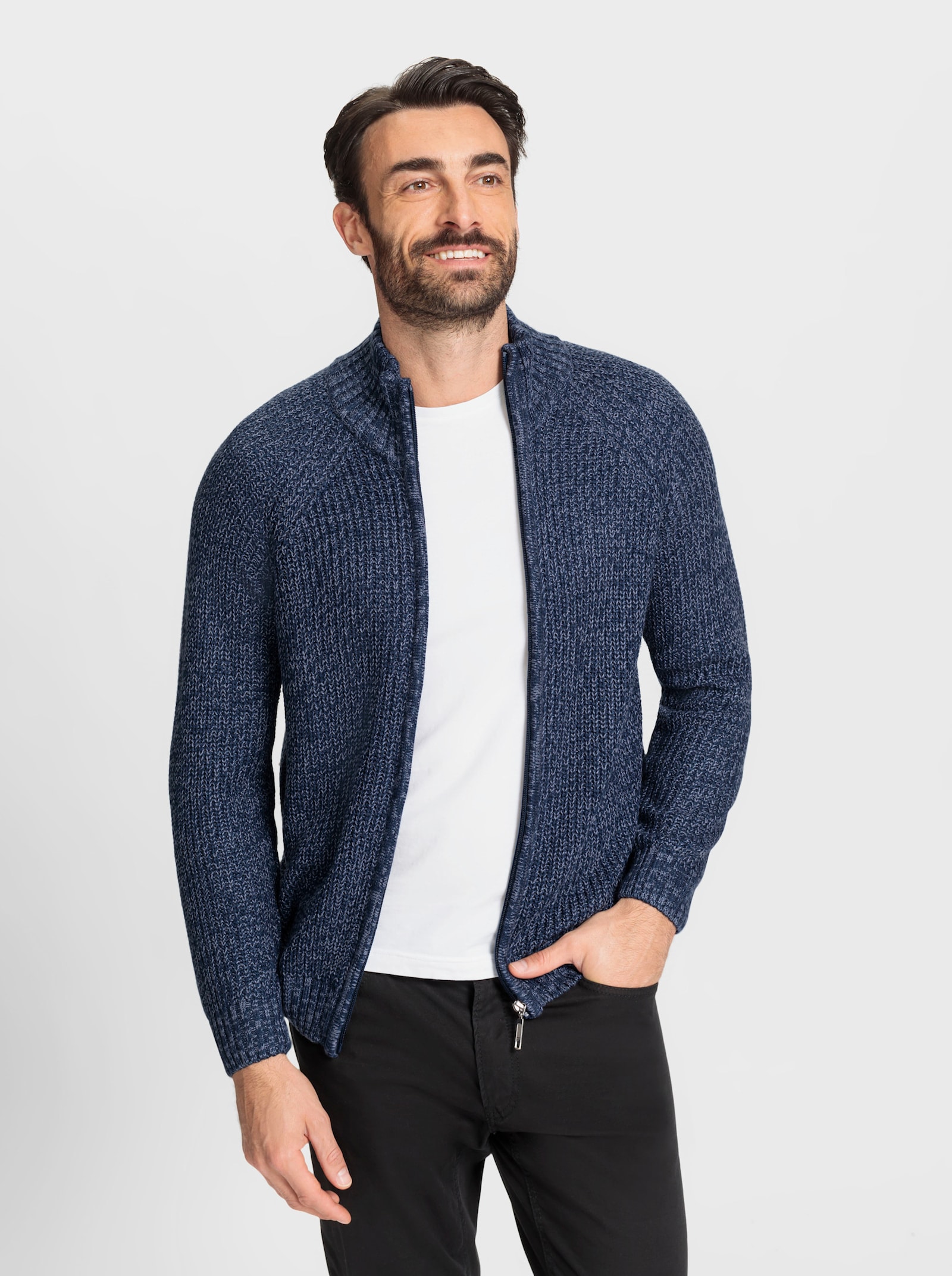 Catamaran Strickjacke mit durchgehendem Reißverschluss - rauchblau-meliert