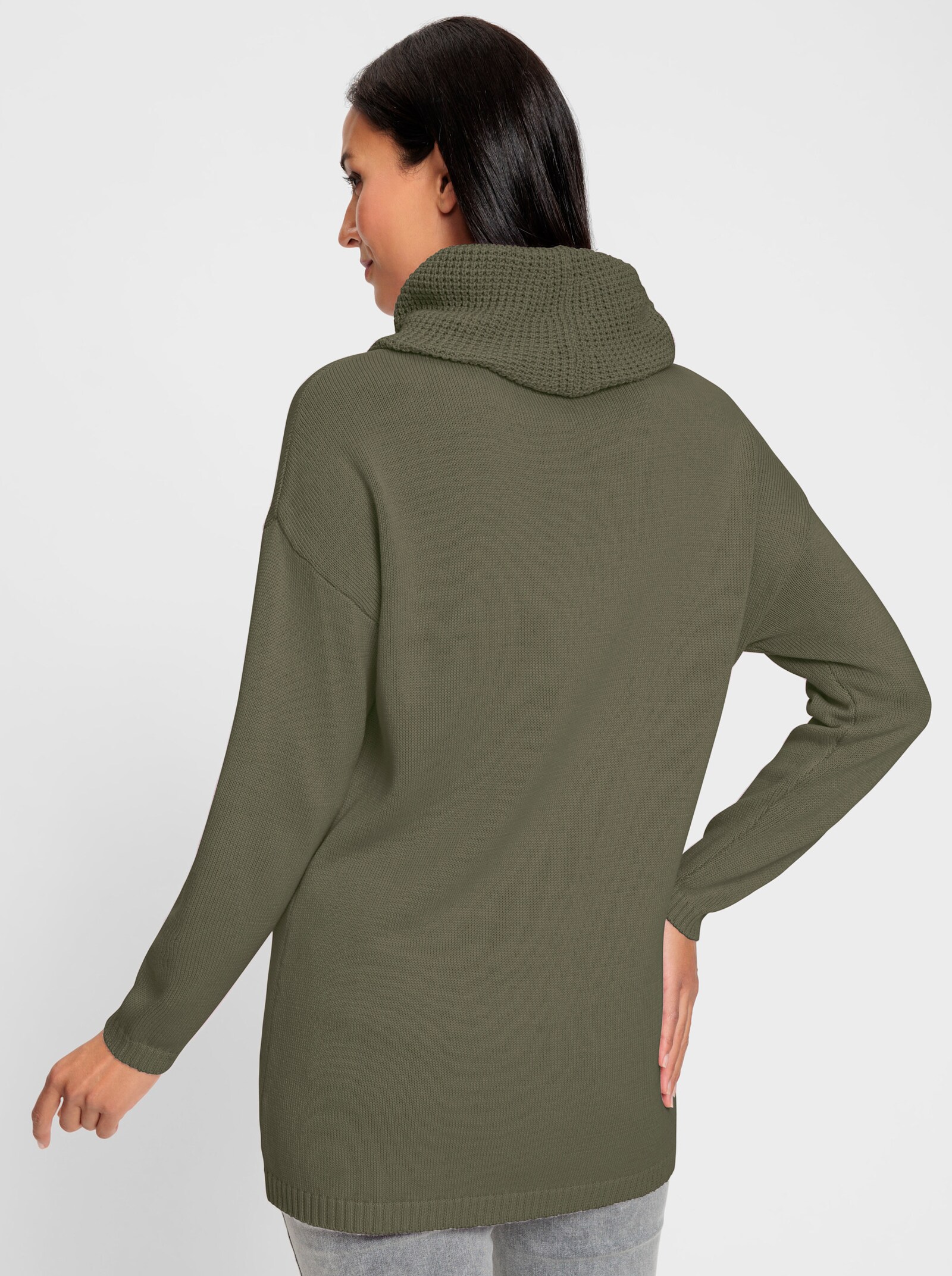 heine Longpullover mit halsfernem Rollkragen - khaki