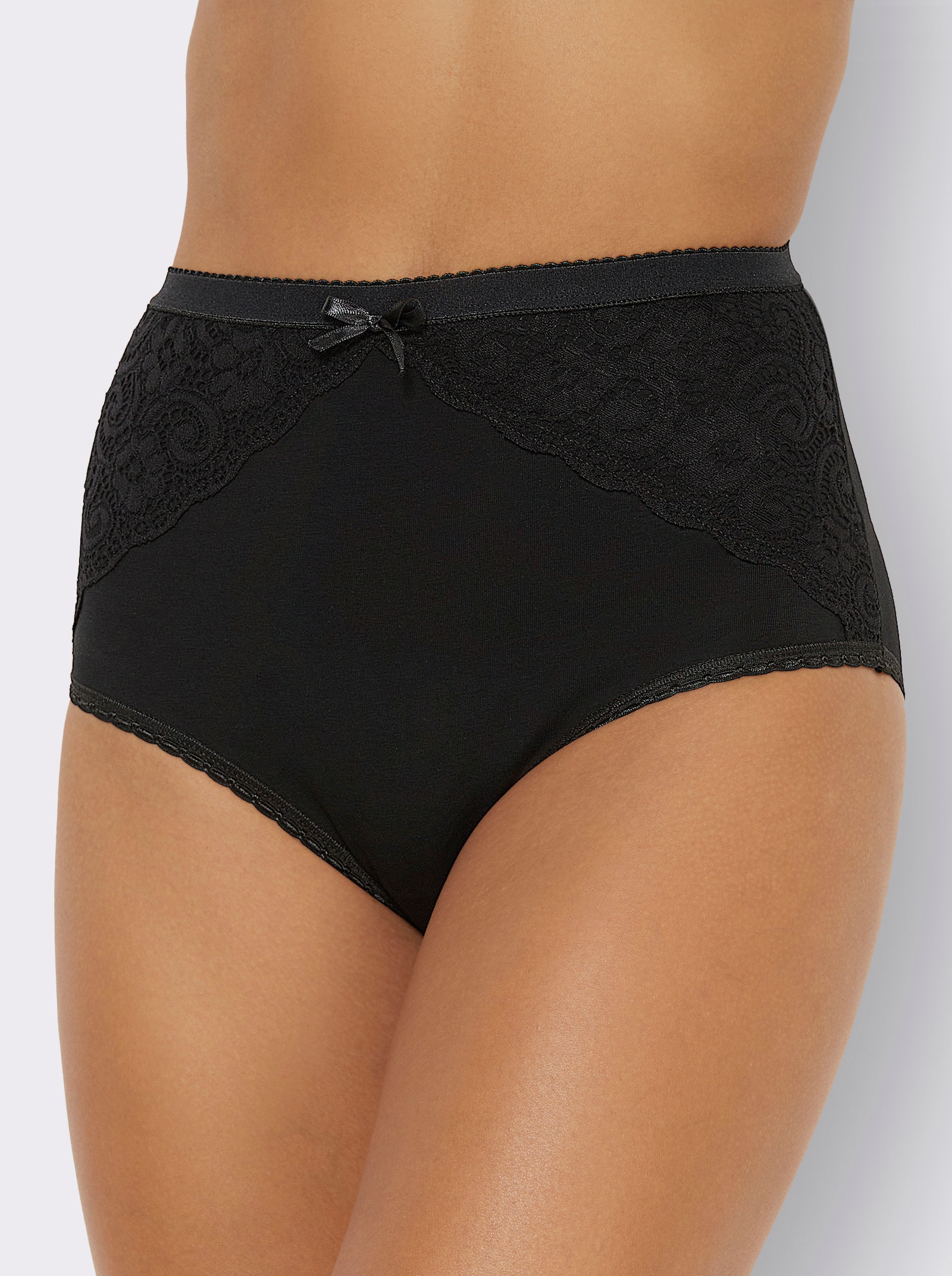 wäschepur Taillenslip mit Spitzen-Einsatz vorne - schwarz