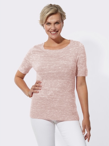 Ajourpullover im Mustermix - hellrosé-meliert