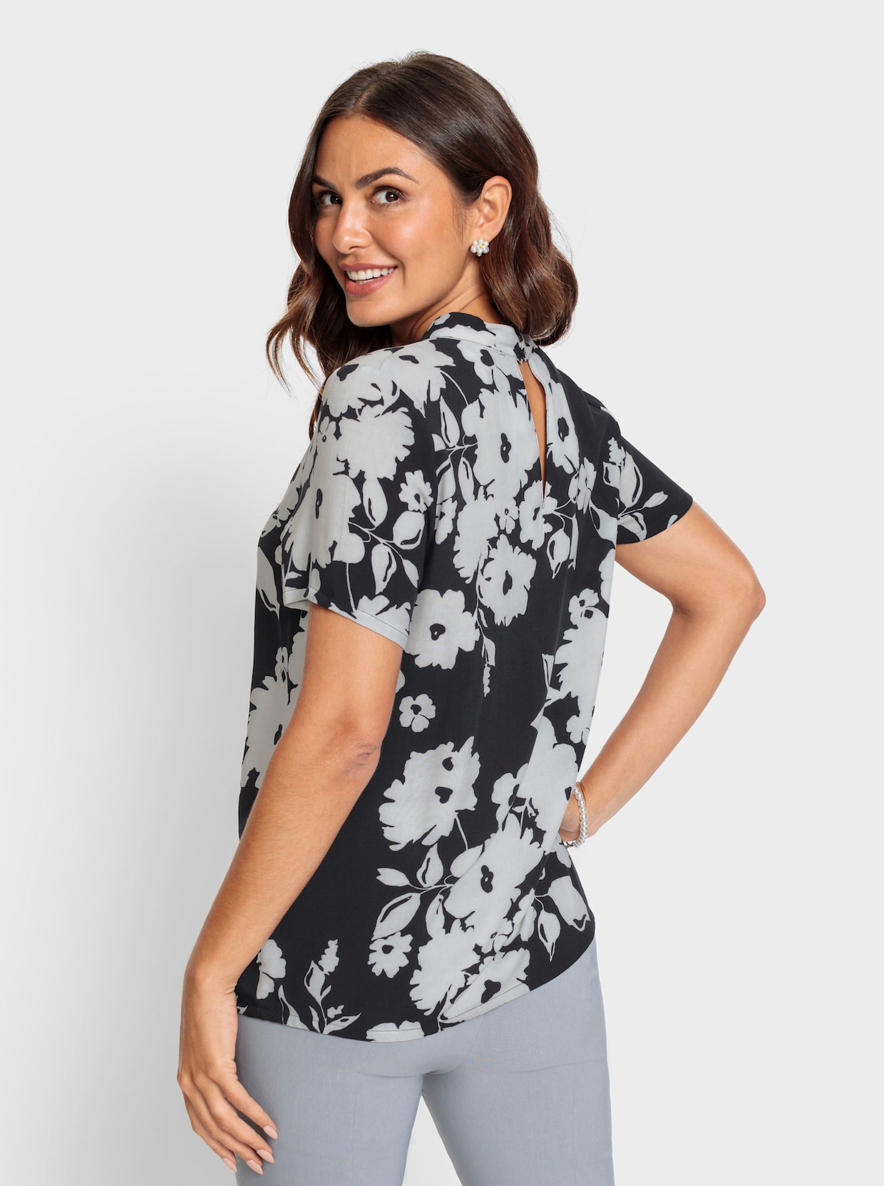 Blouse - zwart/ecru geprint