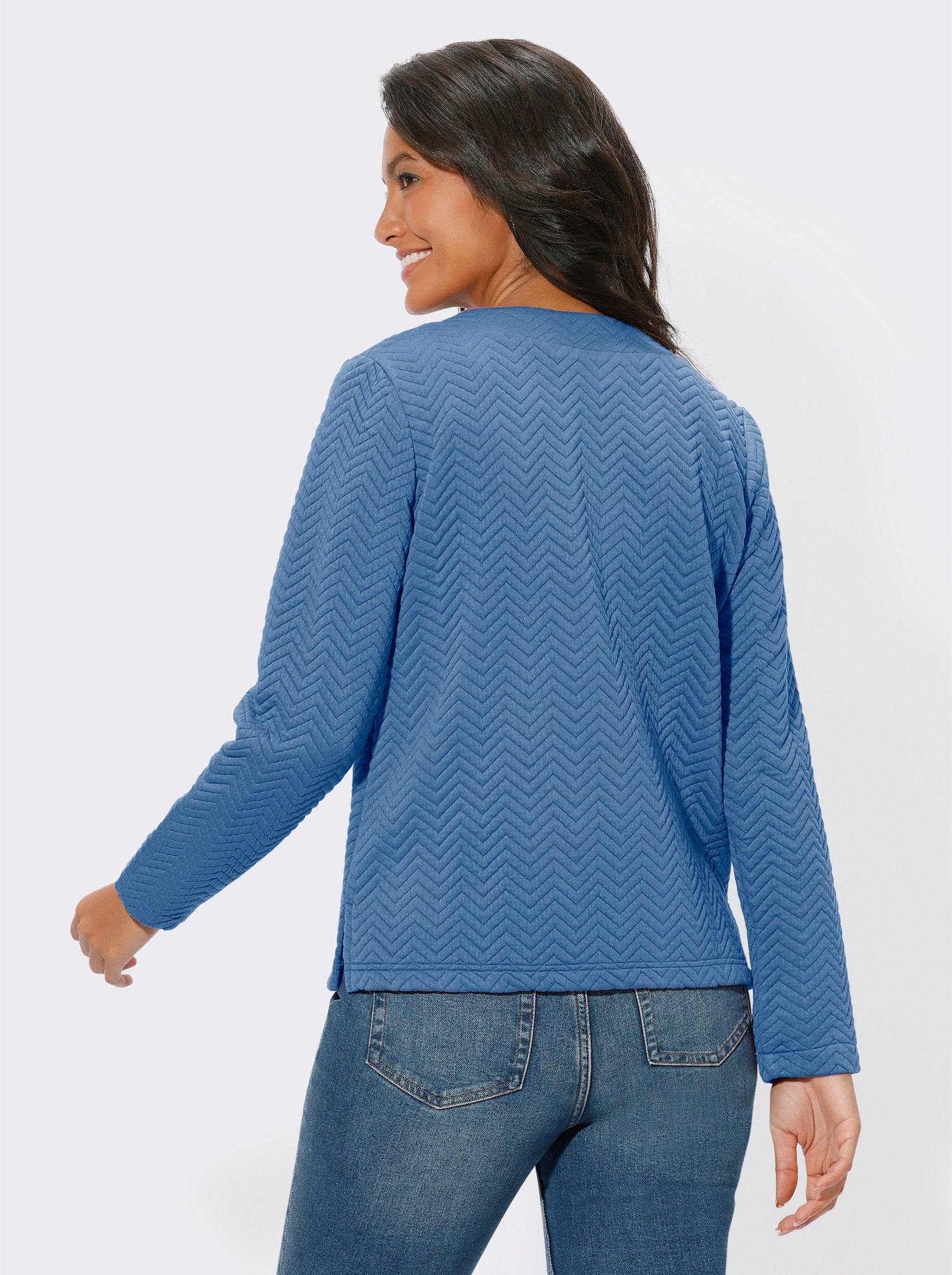 Sweatshirt mit Seitenschlitzen - mittelblau