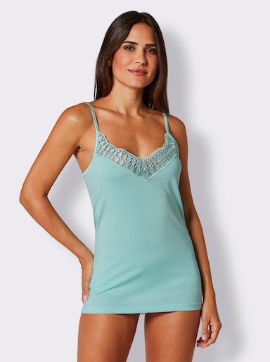 wäschepur Trägerhemd mit Spitzenbesatz - mint