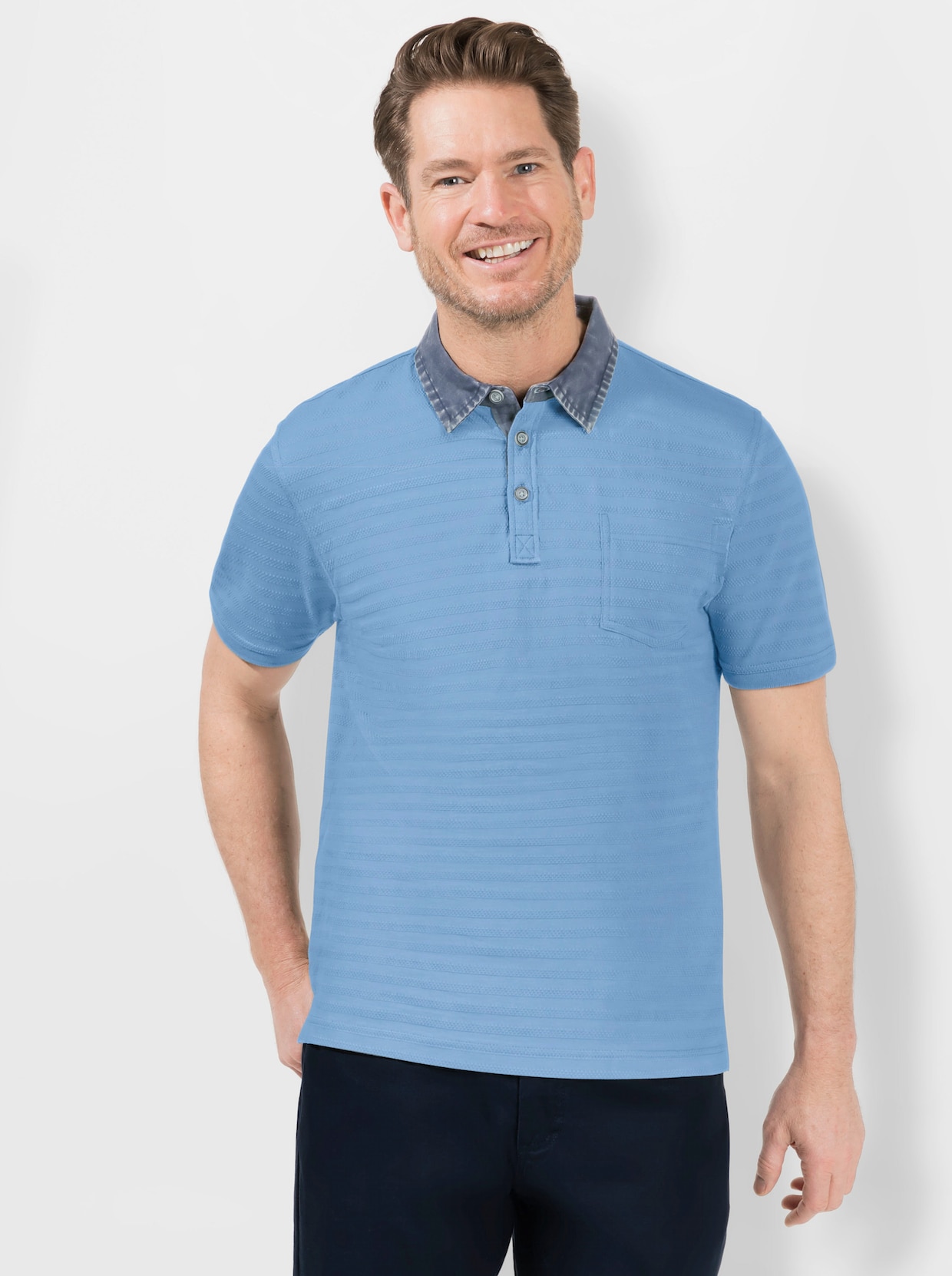 Marco Donati Shirt met korte mouwen - jeansblauw