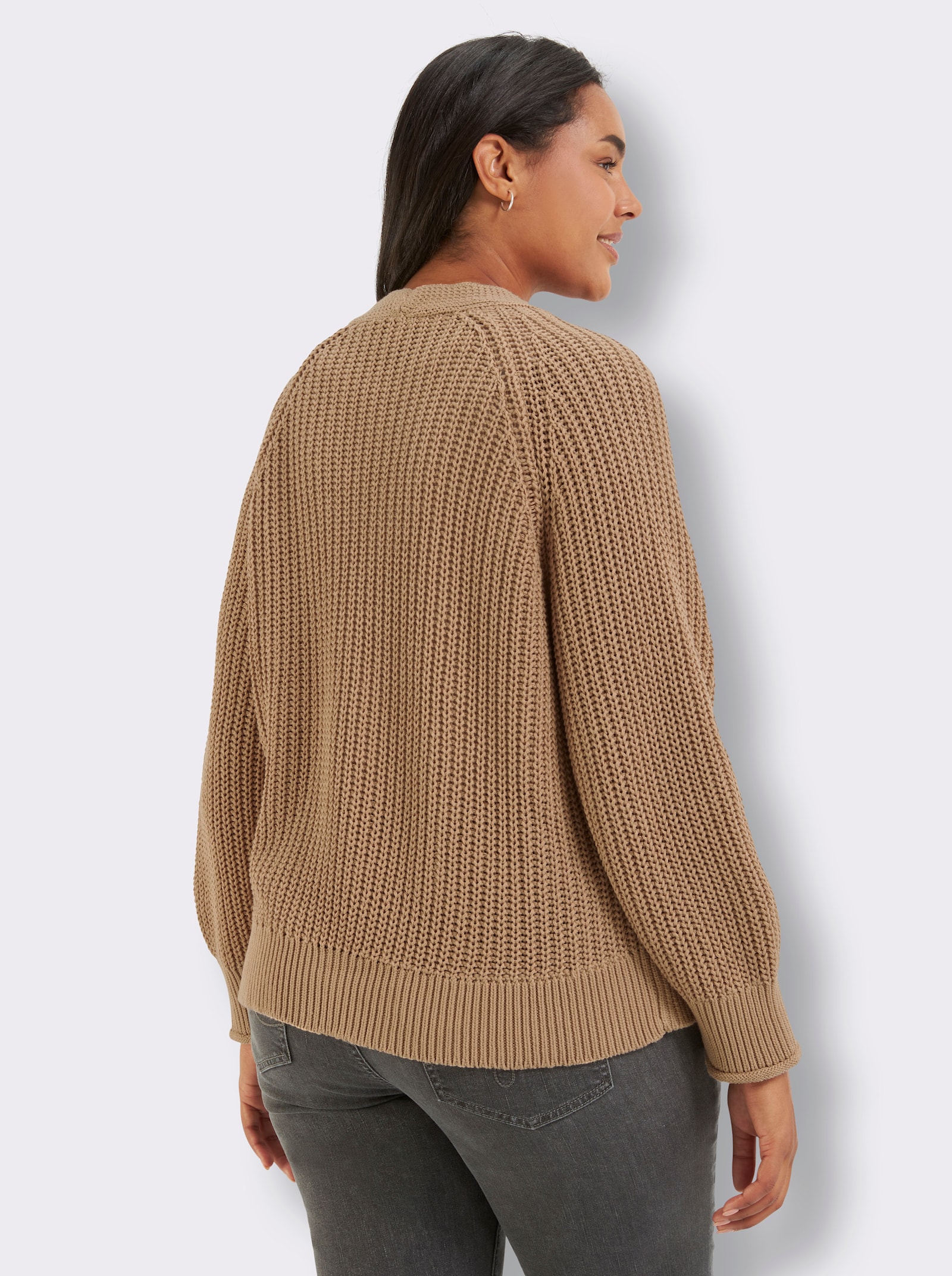 Strickjacke in Grobstrick-Muster - camel