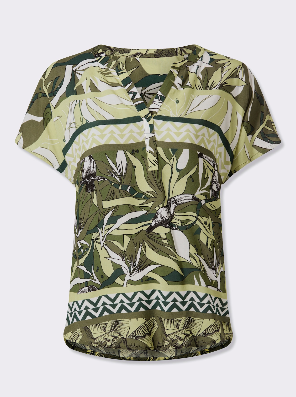 heine Druckbluse - khaki-pistazie-bedruckt