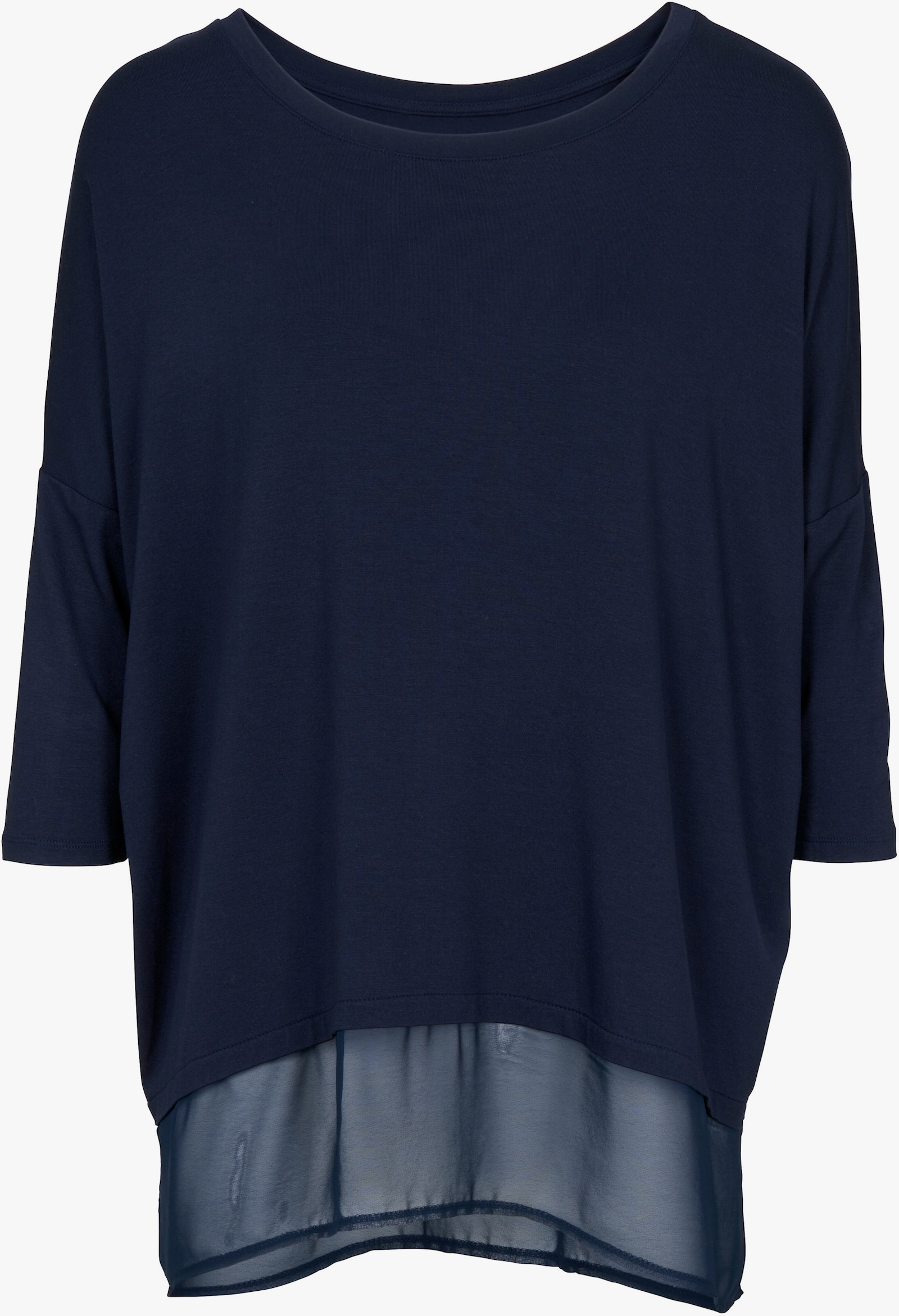 heine Oversize-Shirt mit Chiffon-Saum - marine